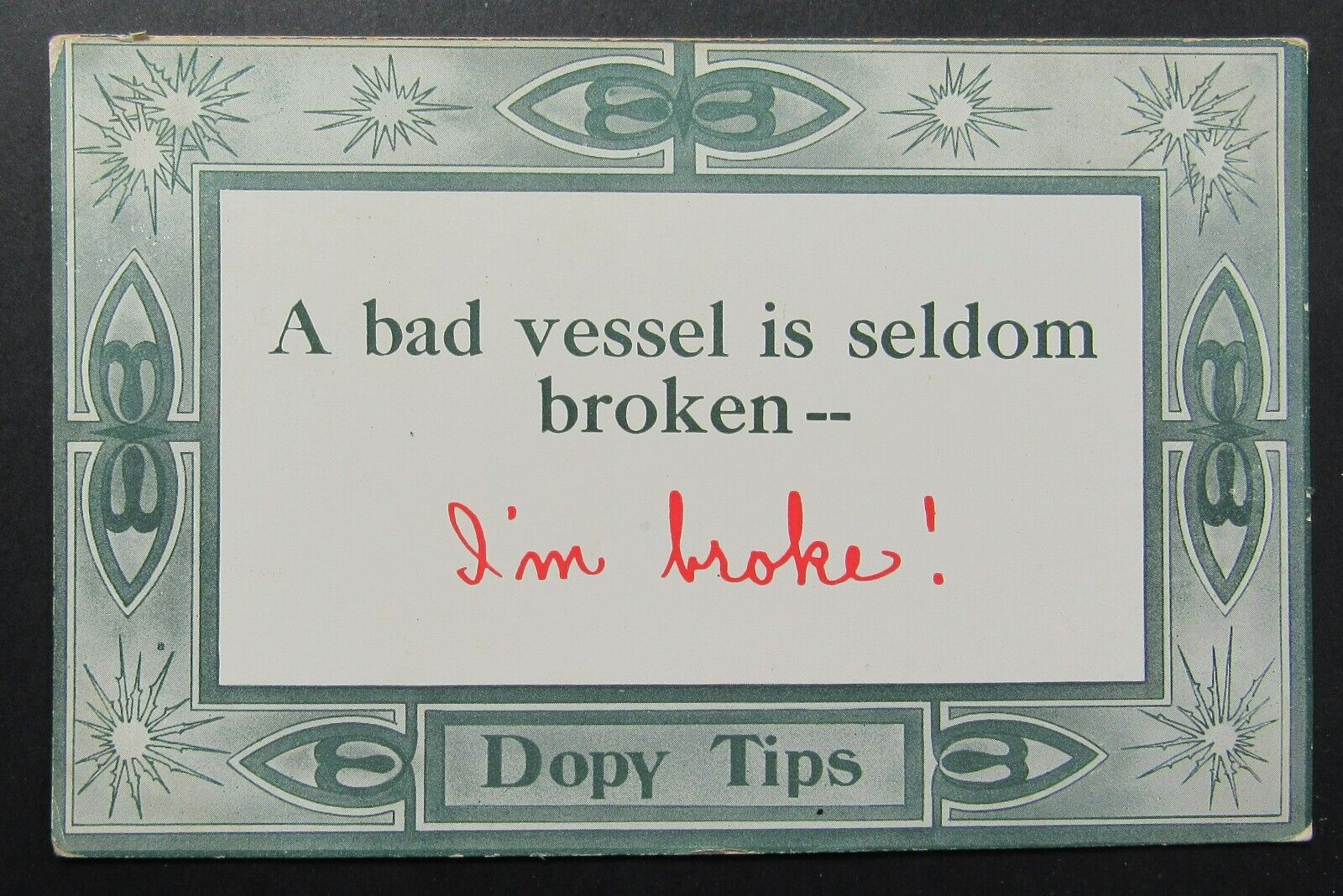 A Bad Vessel is Seldom Broken I\'m Broken Vintage Comic Postcard Unposted 