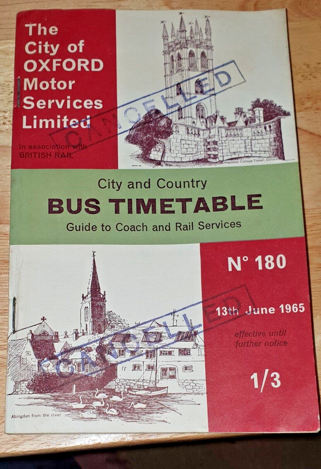 1965 THE CITY OF OXFORD MOTOR SERVICES LIMITED BUS TIMETABLE  - J