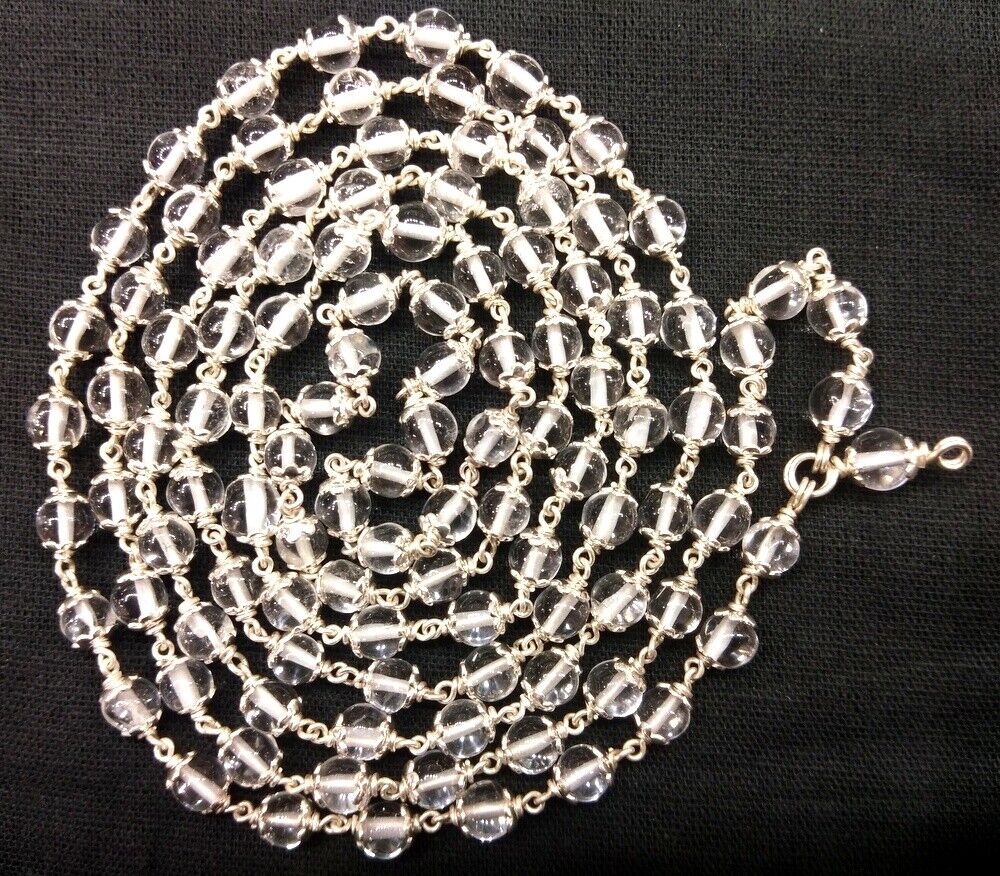 Sphatik Mala in Pure Silver - 5 mm - 109 beads - Lab Certified