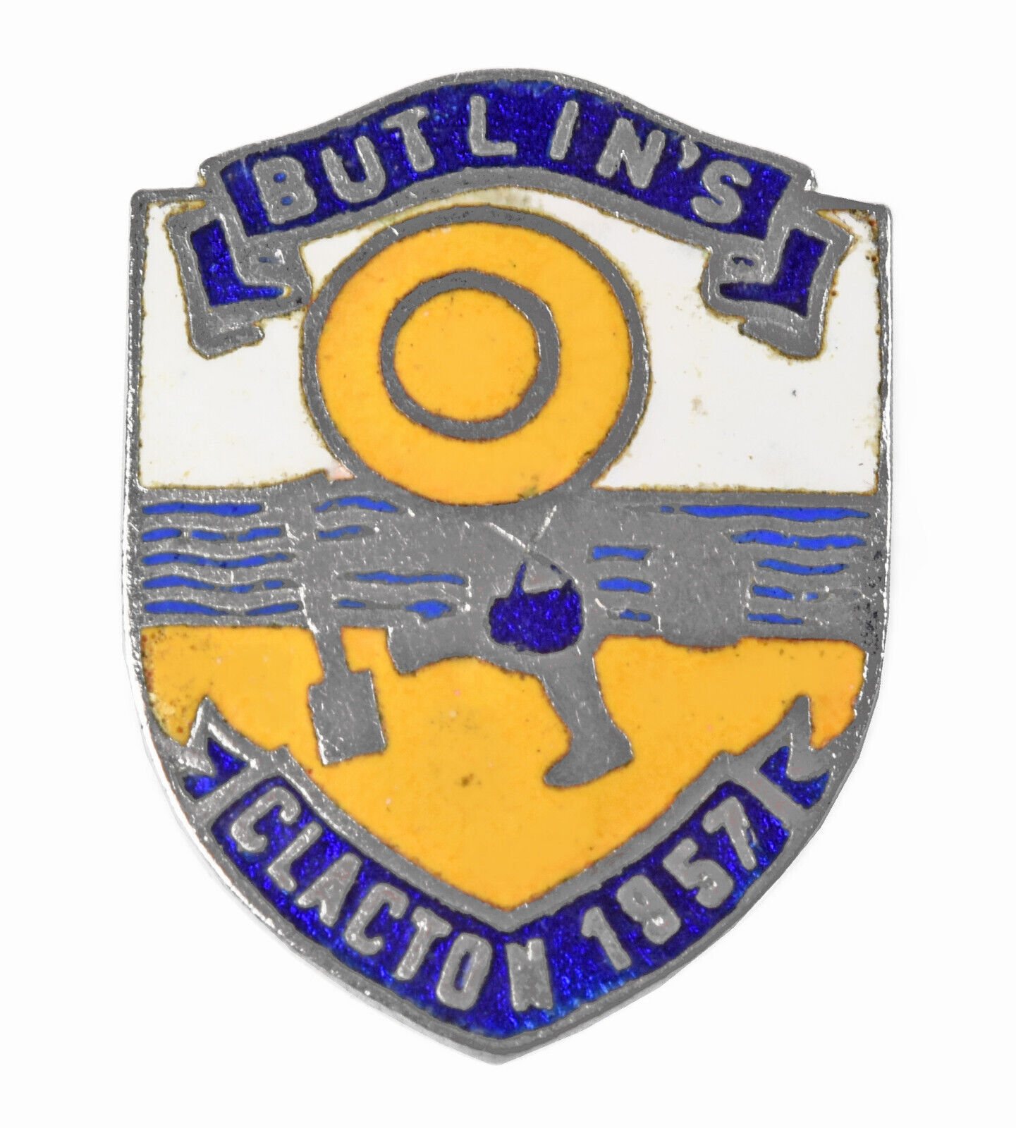 Vintage Old Butlins Holiday Camp 1957 Clacton Enamel Badge