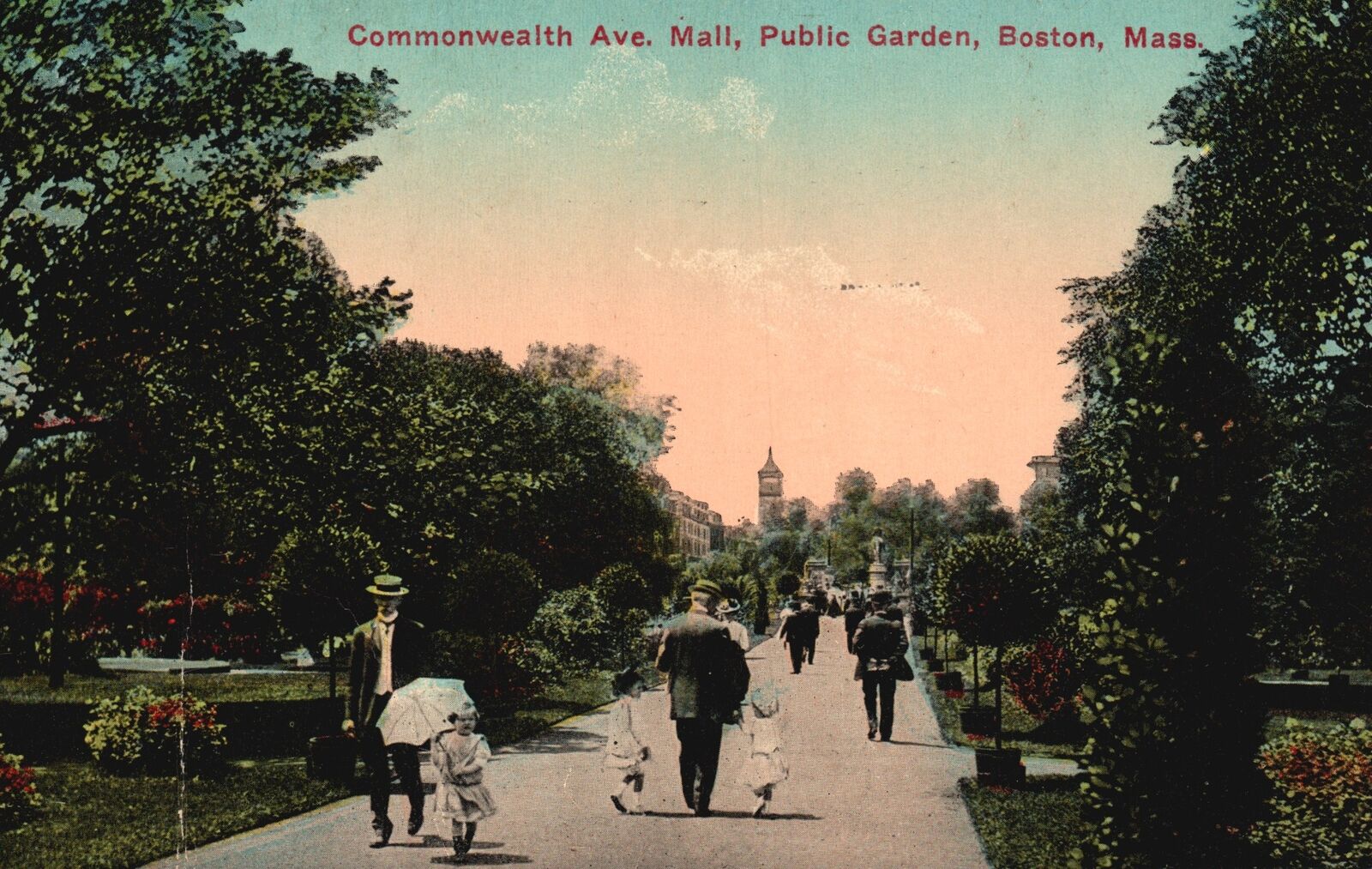 Vintage Postcard 1910 Commonwealth Ave. Mall Public Garden Boston Massachusetts