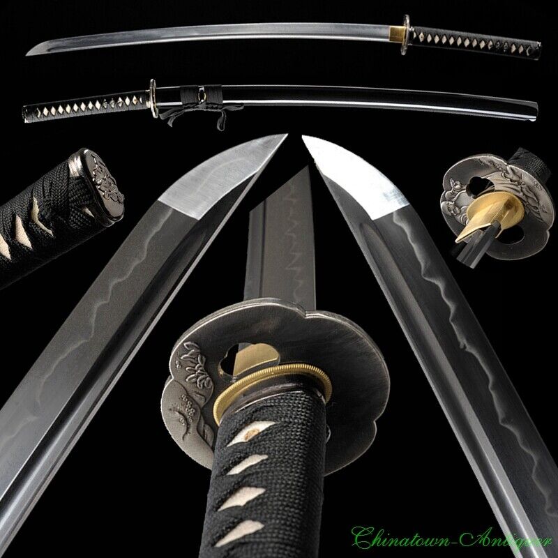 1095 High Carbon Steel Katana Japanese Samurai Sword w Clay Tempered Sharp #1408