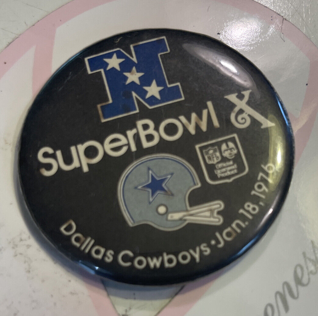 Vintage 1976  NFL Super Bowl X Dallas Cowboys AFC Champion Button Pin