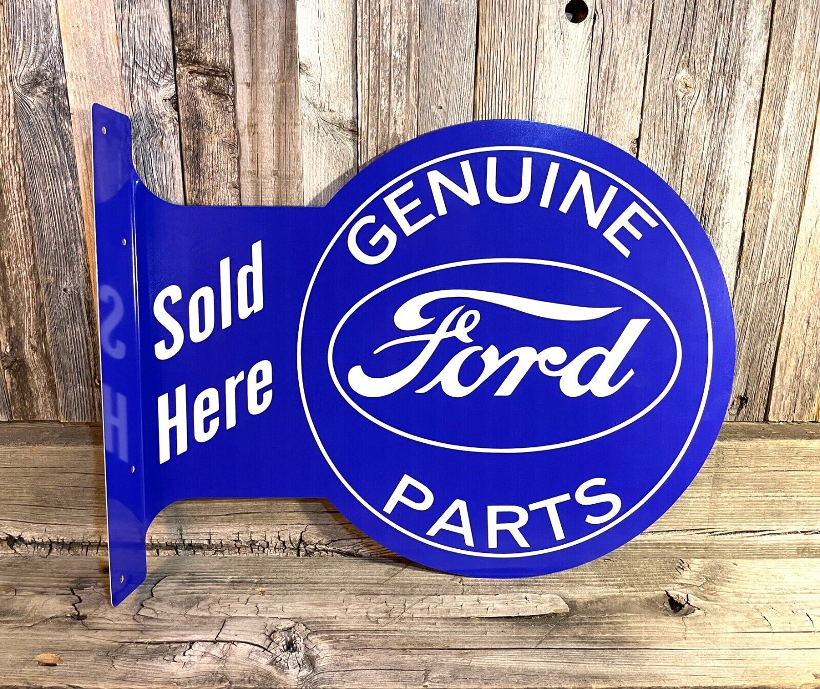 Ford Genuine Parts Large Flange Metal Tin Sign Vintage Garage Man Cave New