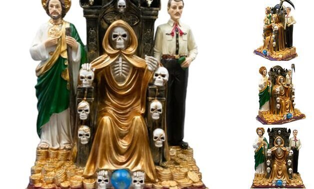 Santa Muerte with Jesus Malverde & St. Jude Statue | Large 14.5\