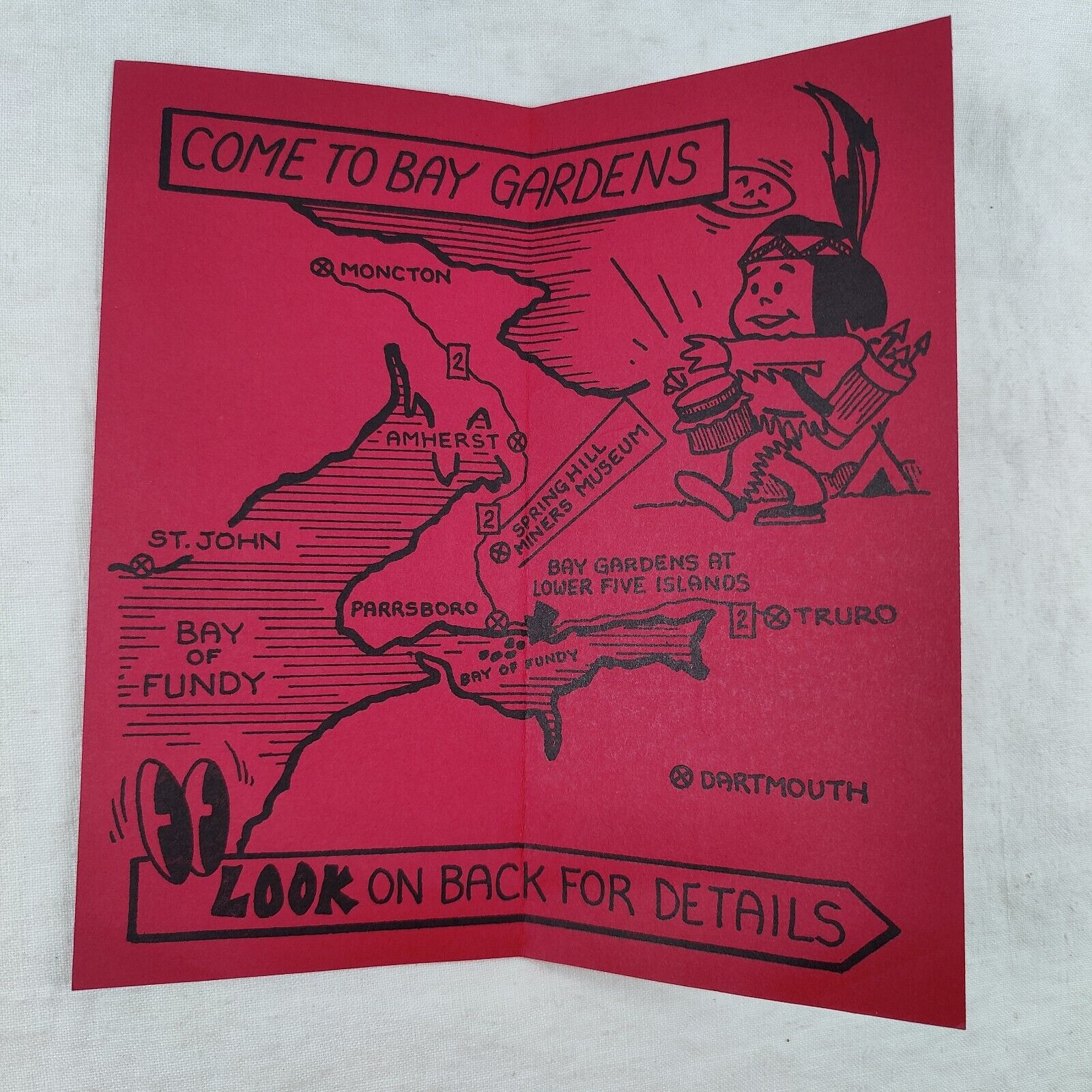 Vtg 1980 Bay Gardens Nova Scotia Canada Camping Souvenir MAP Brochure Pamphlet