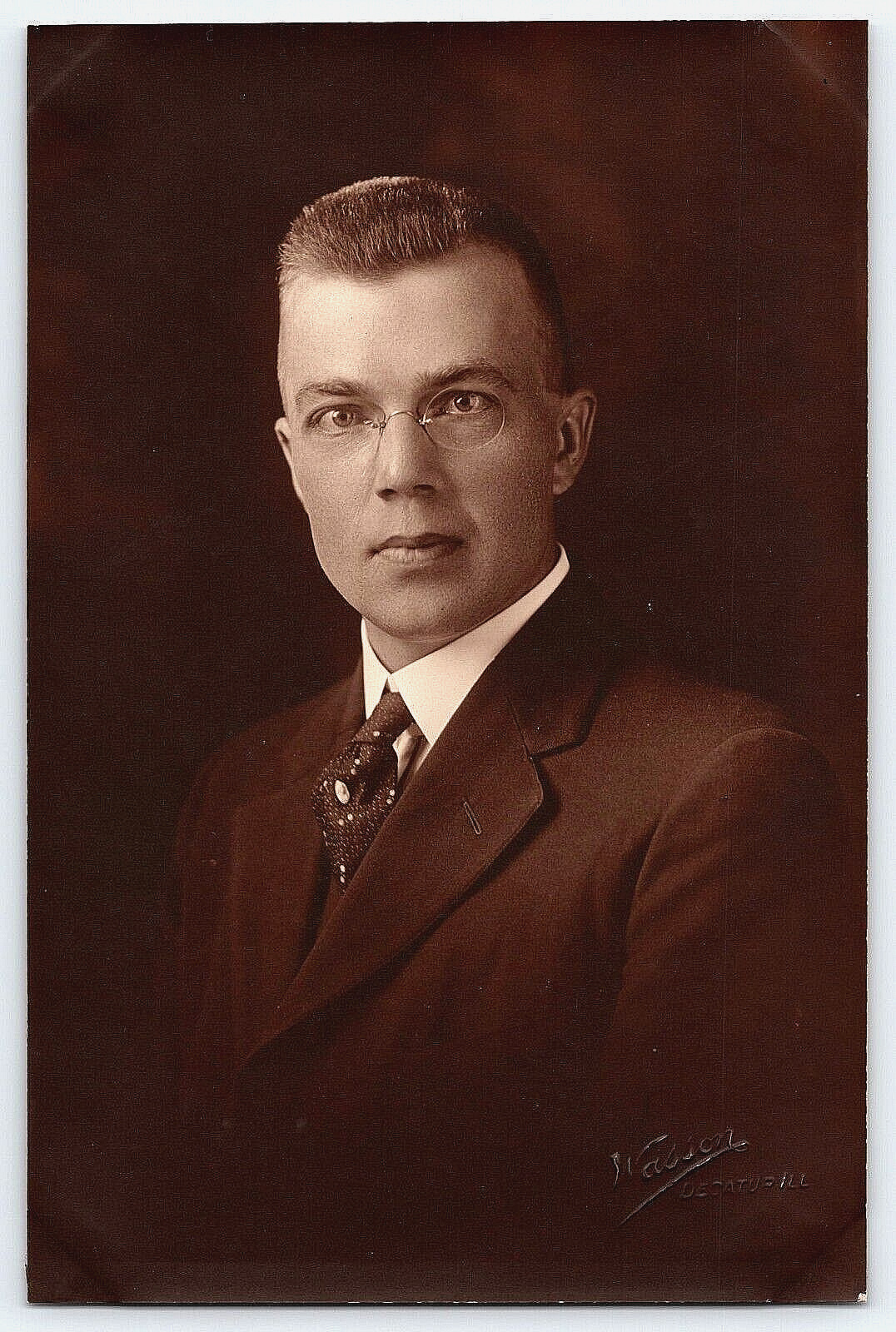 Original Old Vintage Studio Photo Picture Image Gentleman Suit Tie Glasses