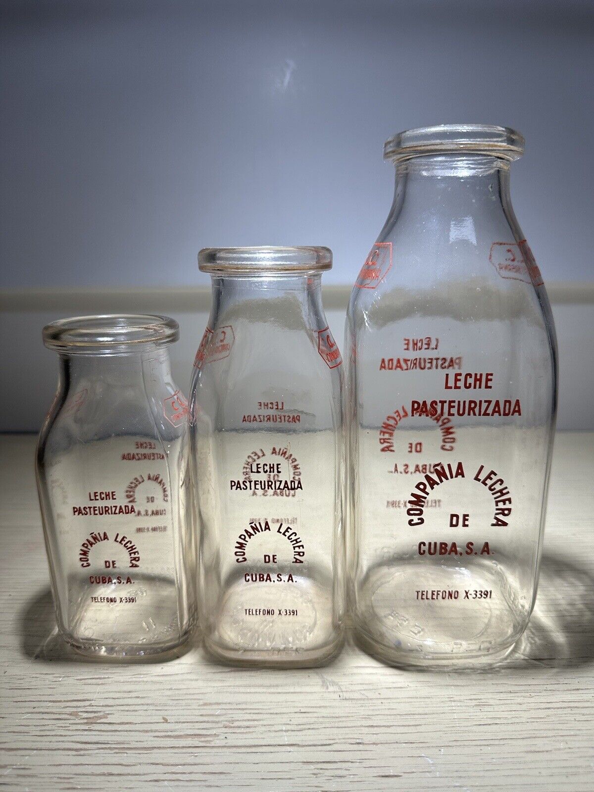 Lot Of 13 Vintage Cuban Milk Bottles No Repeats All Different Nice Little Lot