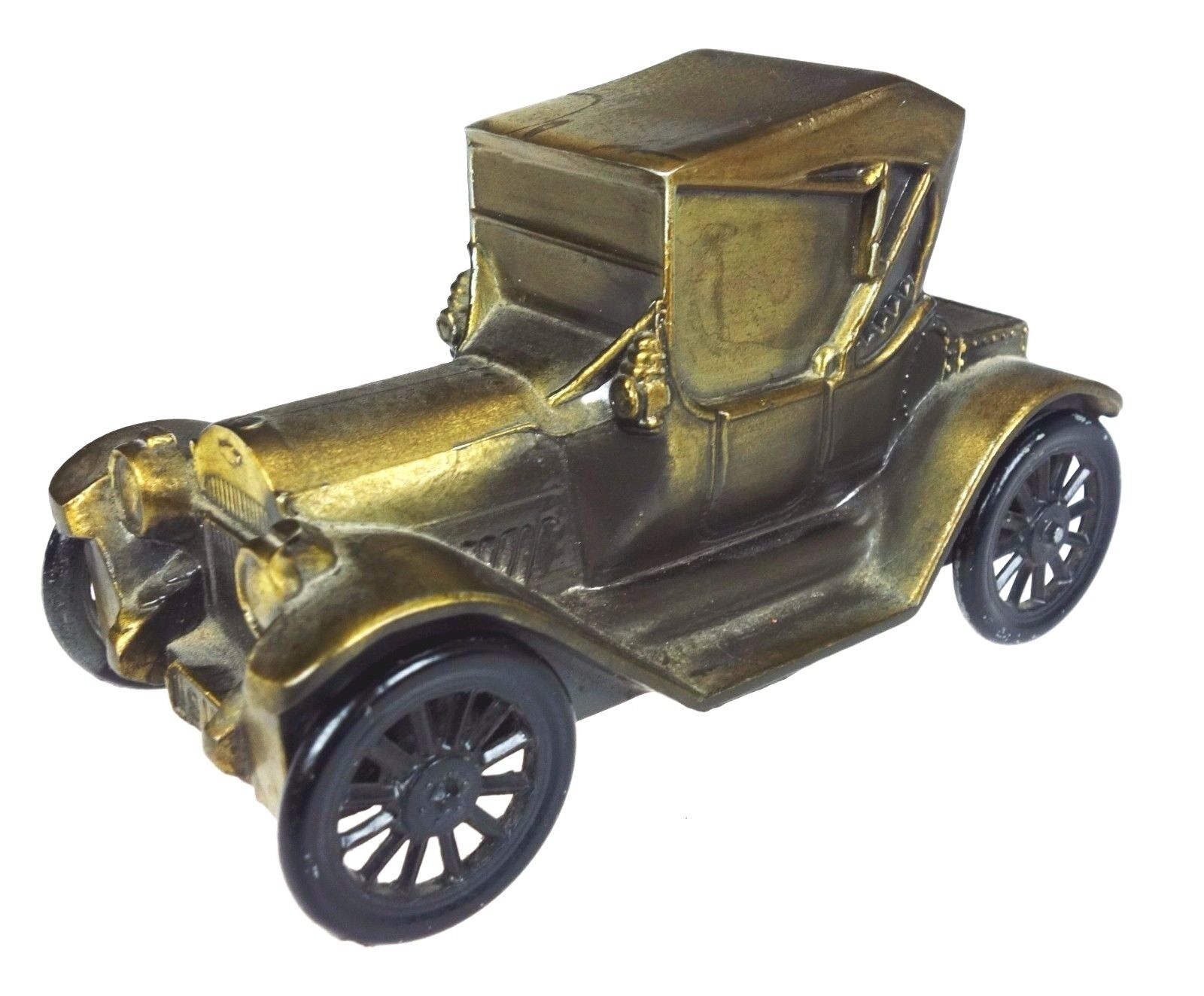 1915 Chevrolet Chevy Brass Car Roadster Coin Bank Banthrico USA Vtg ‘74