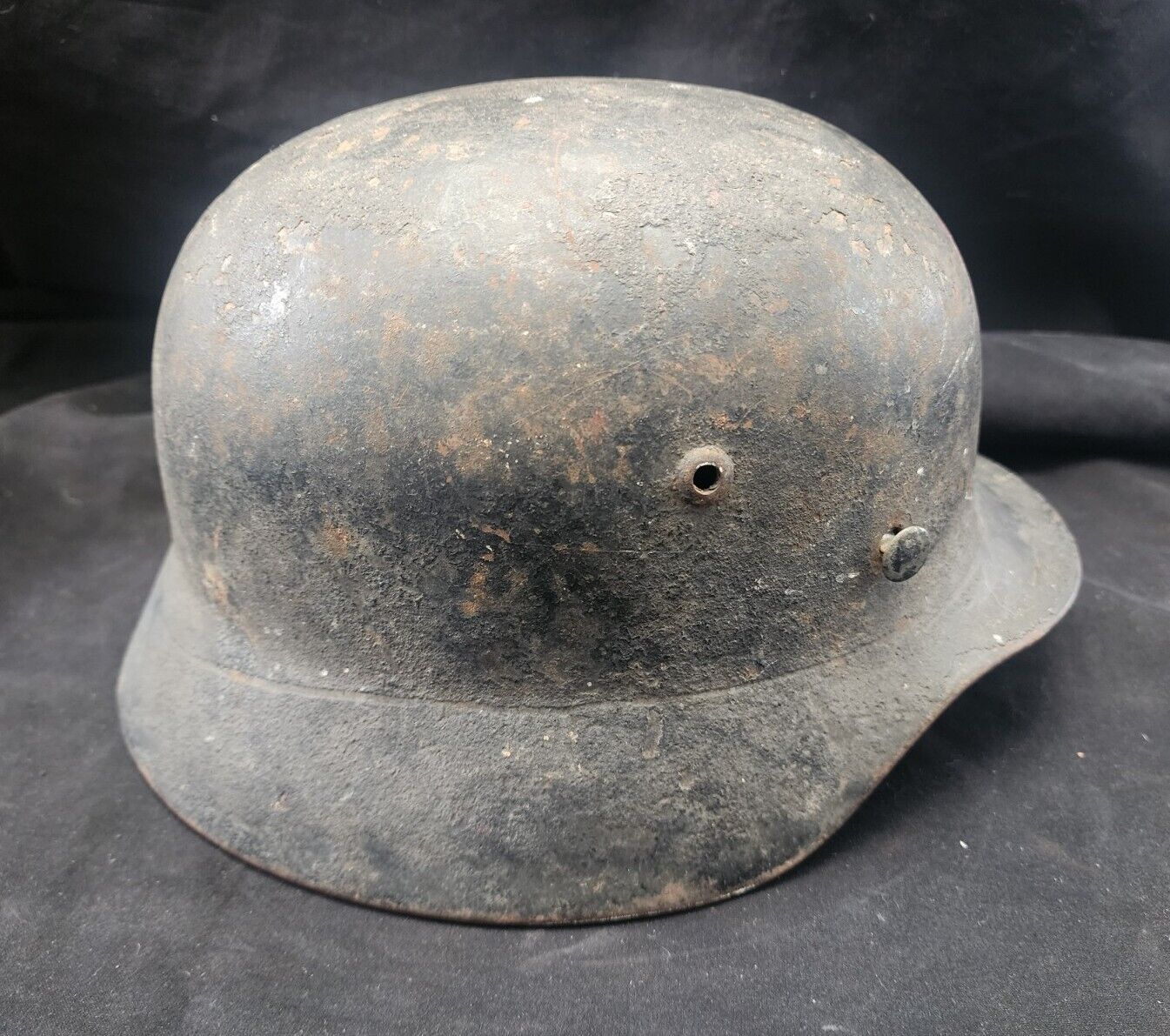 WWII German Helmet With Leather Liner Original Condition. 