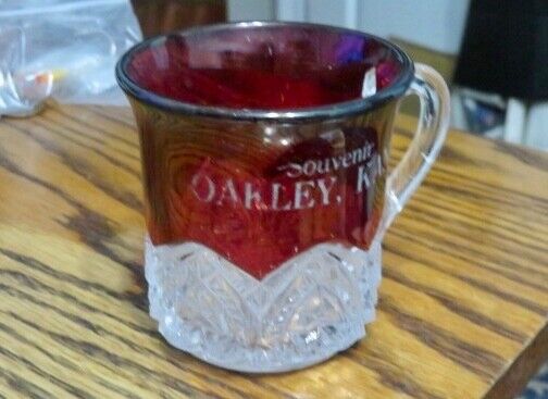 Oakley Kansas ruby mug EAPG early 1900s Heartband pattern FREE S&H