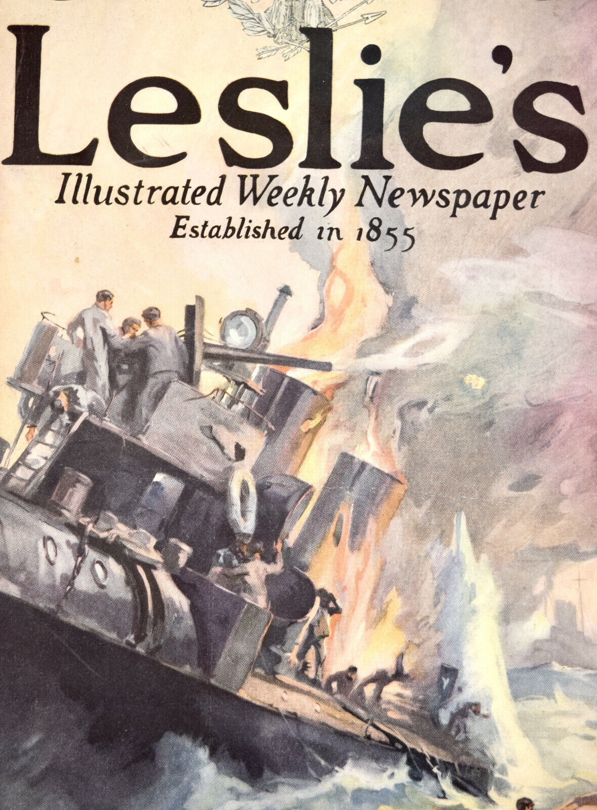 1915 The Leslie's Weekly Newspaper WWI Militaria Ads Destroyer's Death Throe Vtg