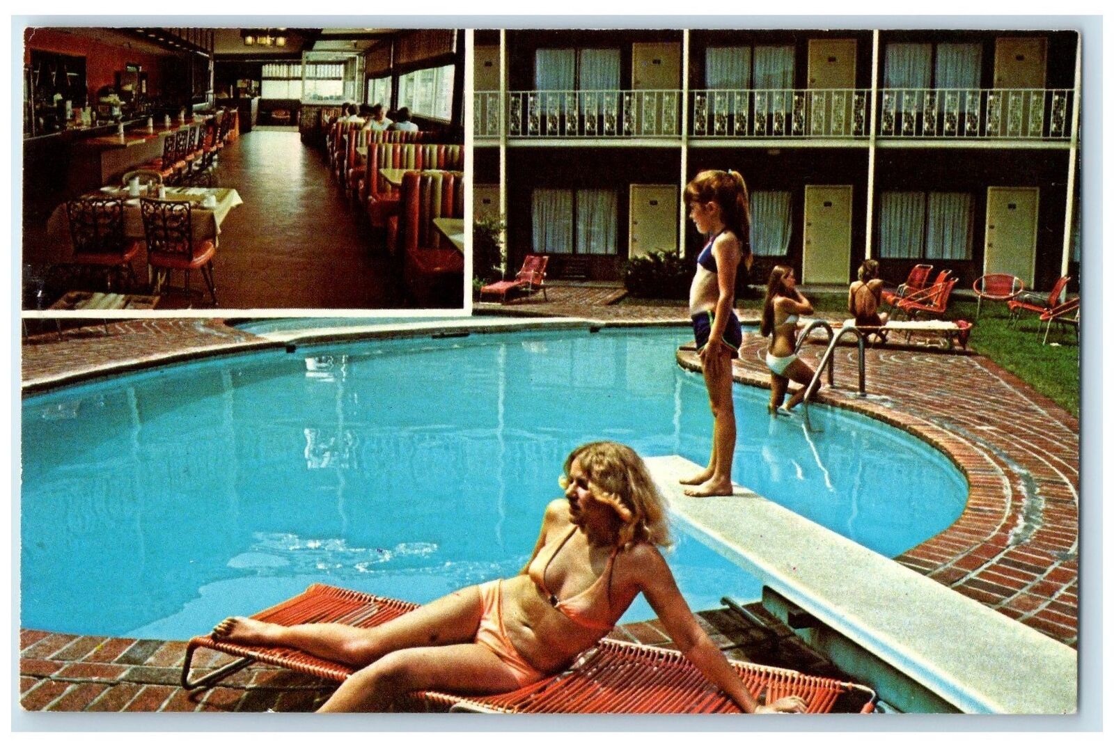 c1960's Best Western Camara Inn Kingsport Tennessee TN Swimming Pool Postcard