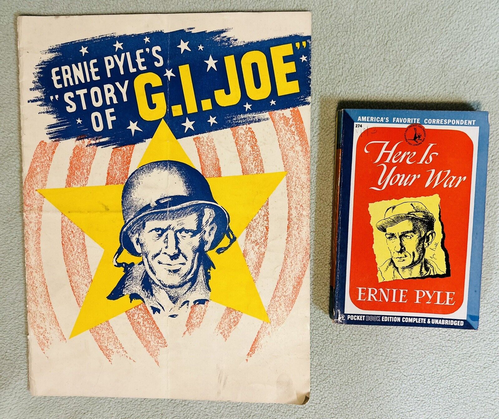 WWII Ernie Pyle  “Story Of G.I. Joe” Official Program & “Here Is Your War” Book