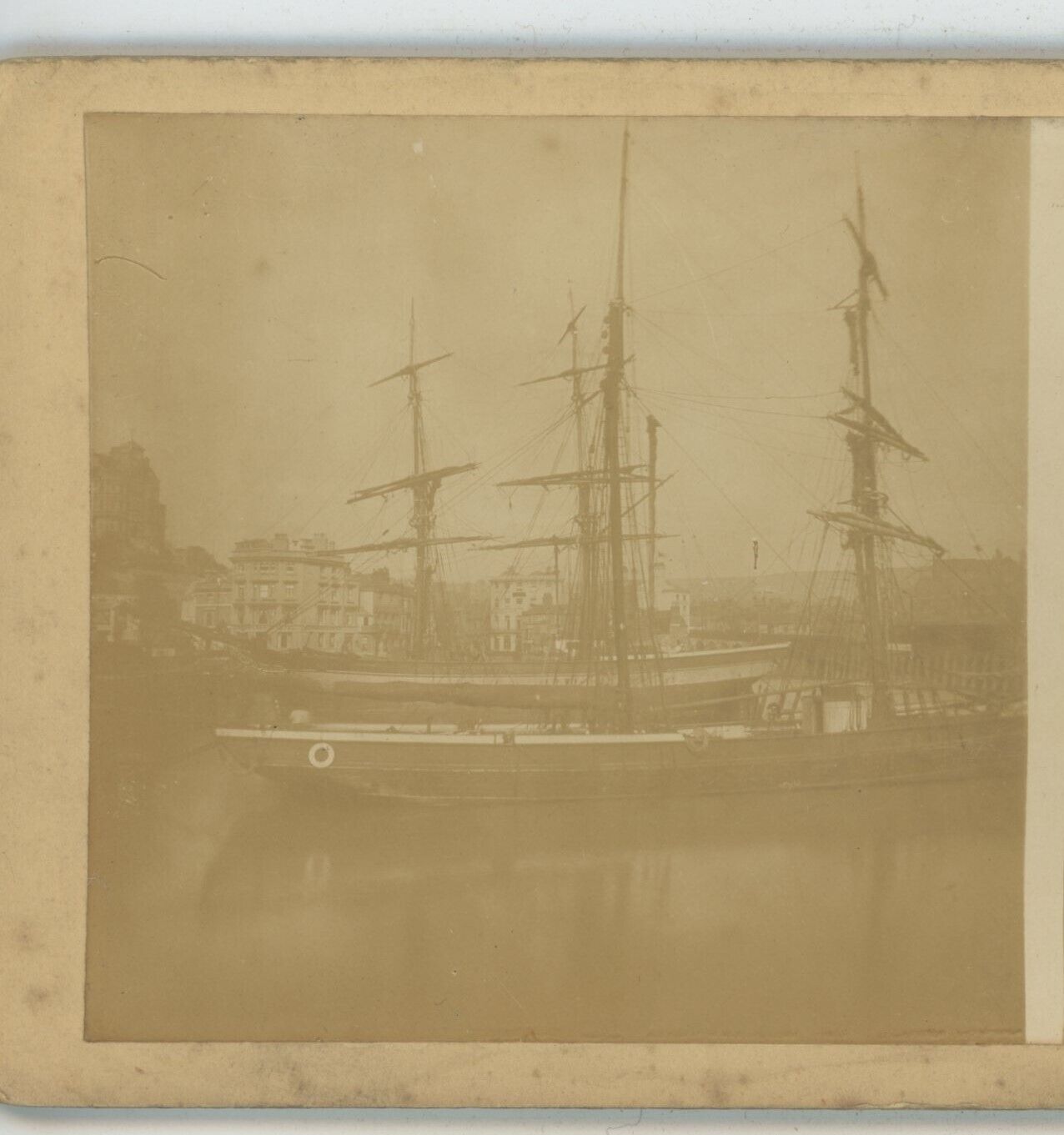Two Unidentified Ships in Harbor or Port Stereoview