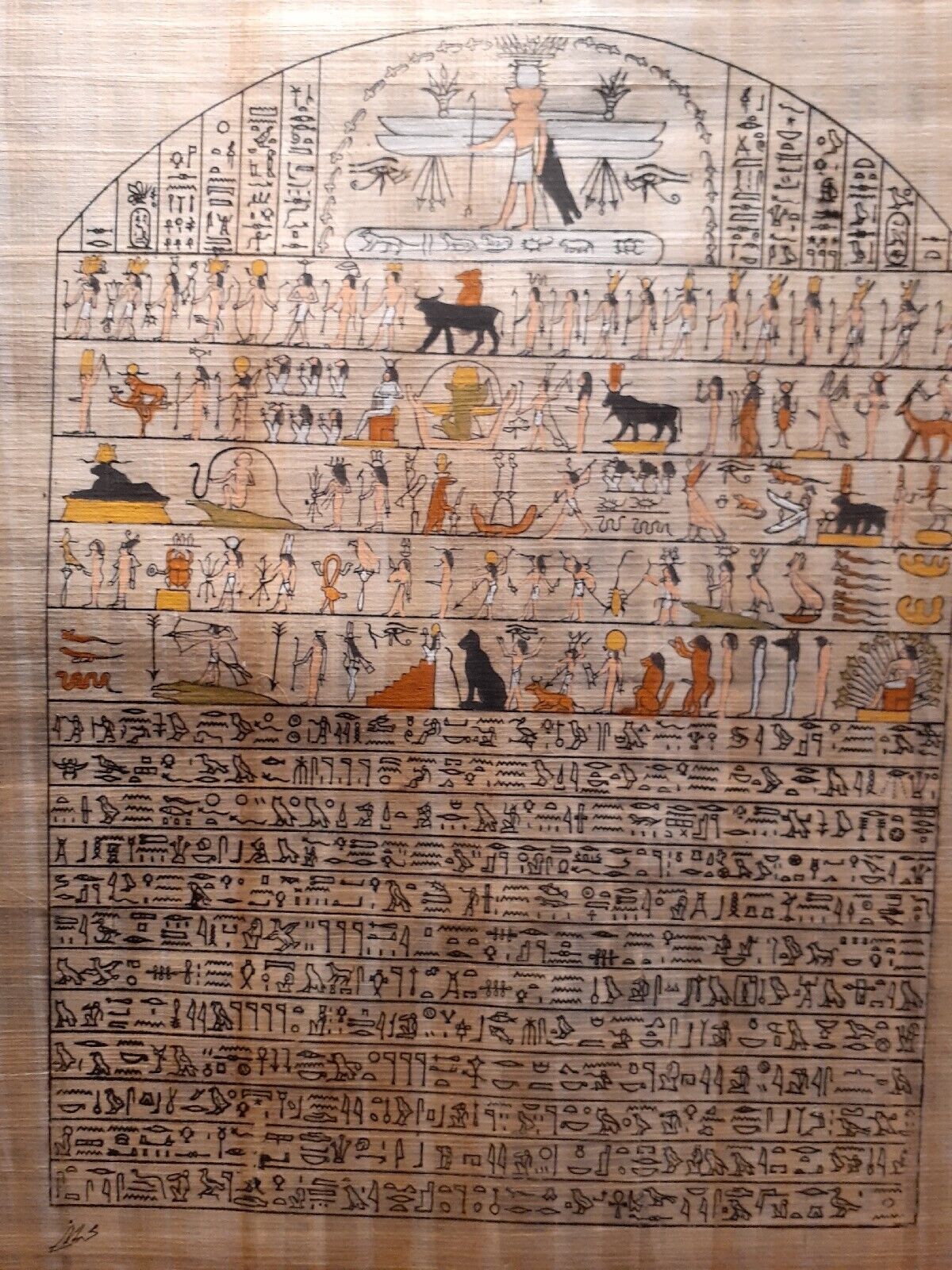 Handmade Large Egyptian Papyrus with vivid color designs.