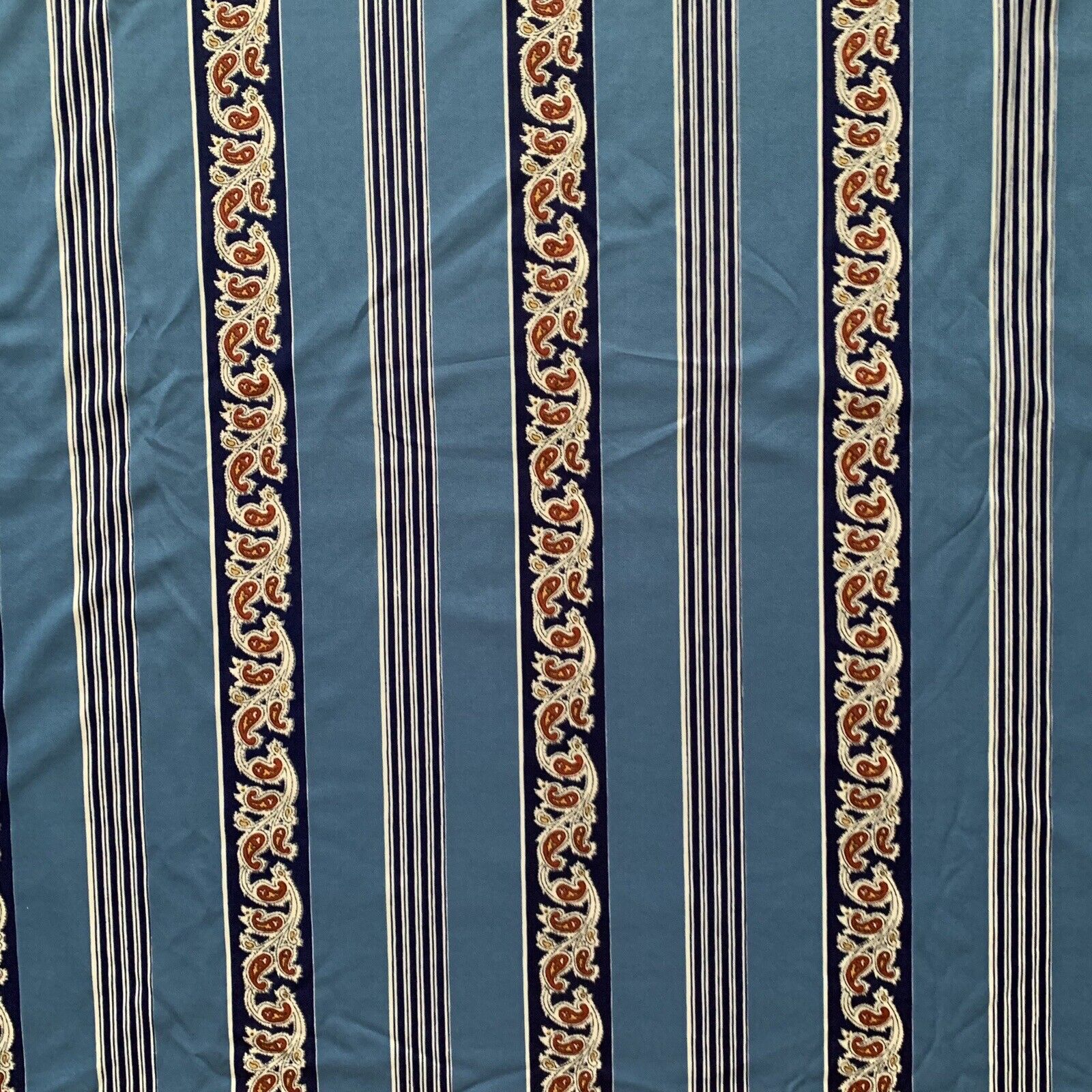 Vintage Stripe Fabric Polyester Paisley Blue Knit 60” W x 46” L Remnant Read