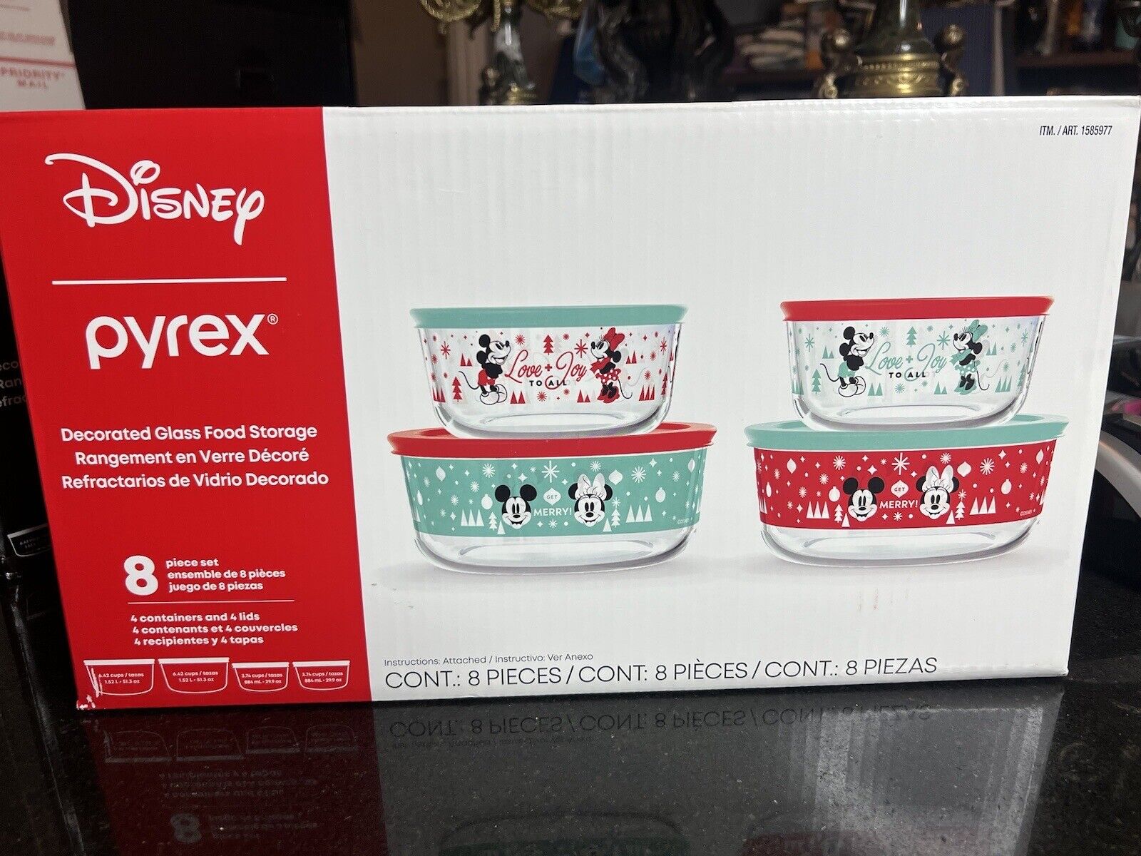 Disney Pyrex Christmas Mickey Mouse Holiday Food Storage Bowls 8 PCS Set New NIB