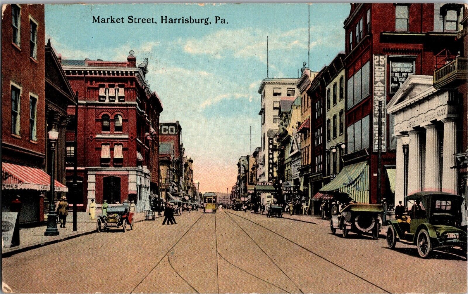 View of Market Street Business District Harrisburg PA c1911 Vintage Postcard N59