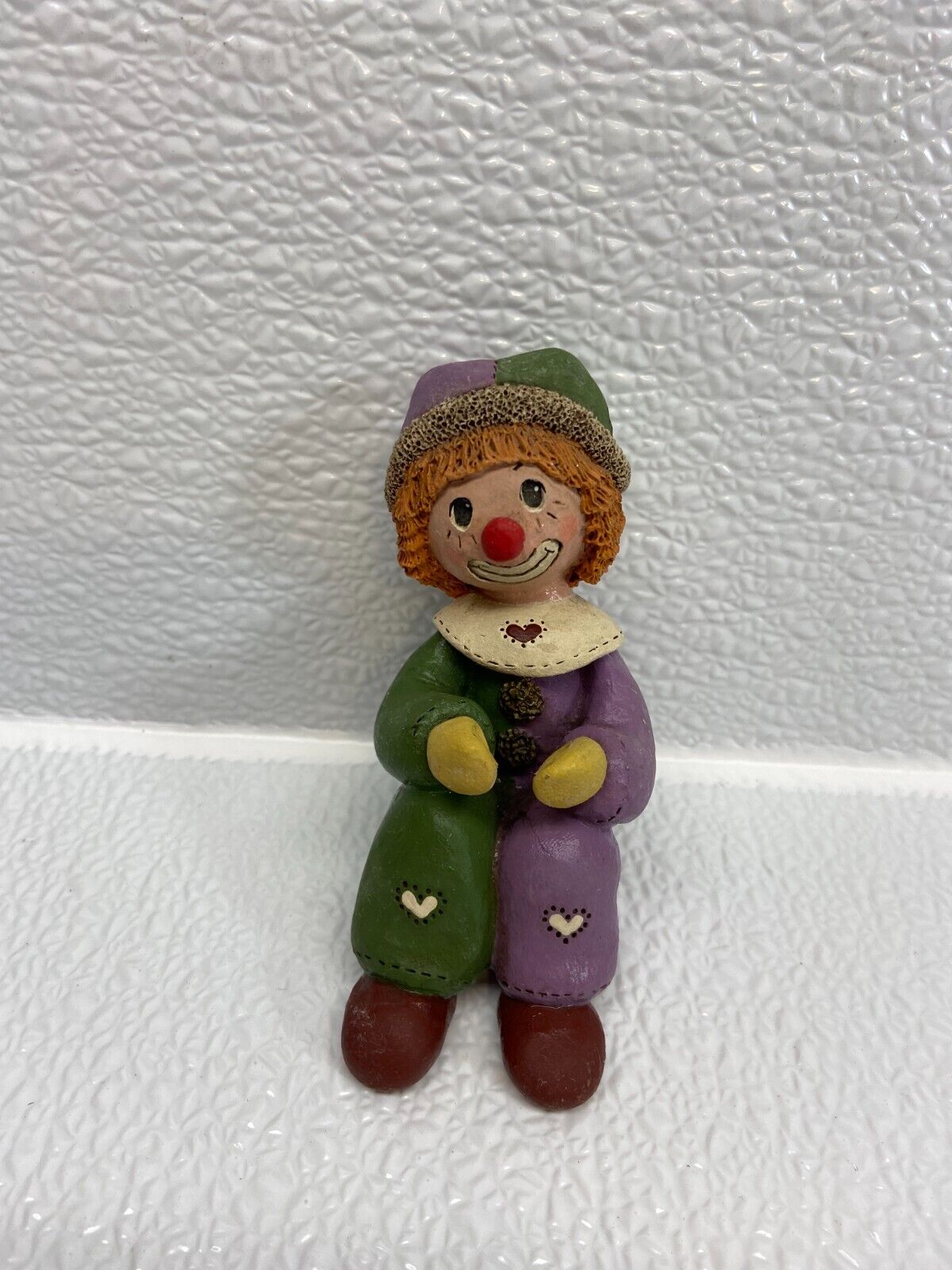 Vintage 1994 Ceramic Hand Made And Painted Seatting Clown Home Decor Figurine