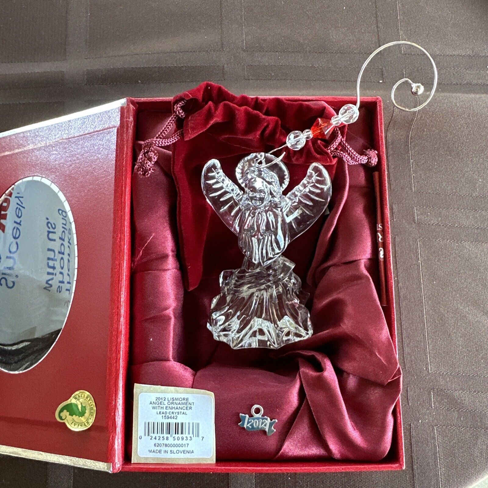 Waterford Crystal 2012 Lismore Angel Ornament Christmas #159442 PREOWNED