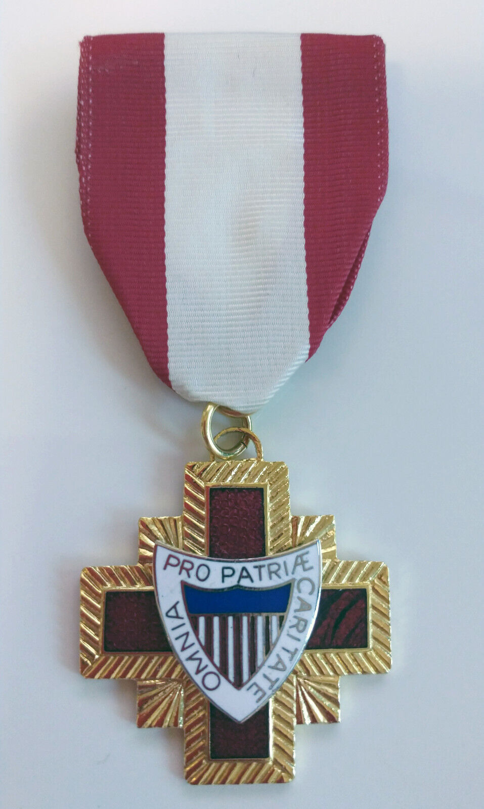U.S. AMERICAN SOCIETY OF MILITARY SURGEONS RARE MEDAL FULL SIZE WHITE RED RIBBON