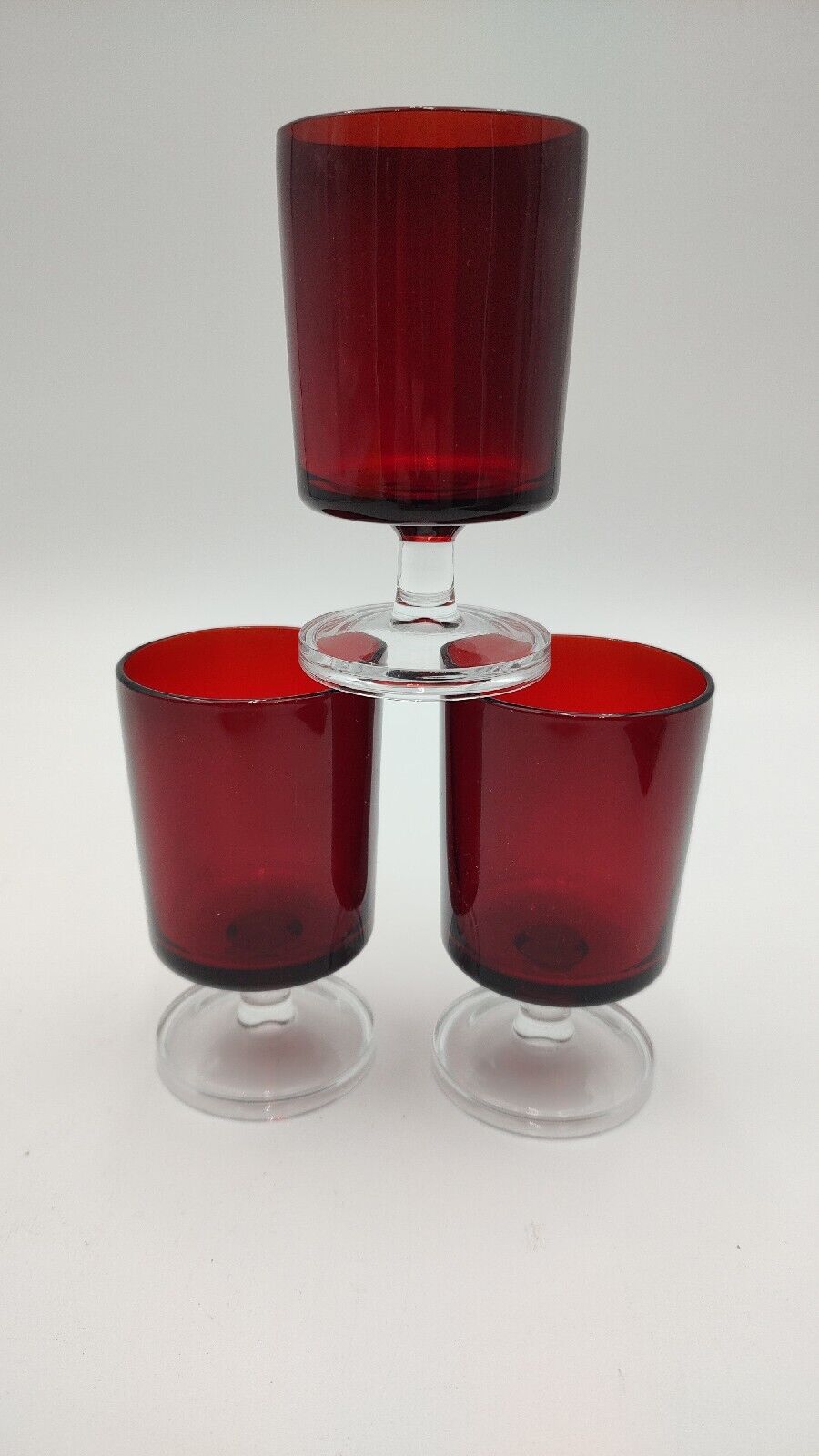 Vintage Luminarc Red Cavalier Liqueur Glasses Set of 3- 4.5oz France