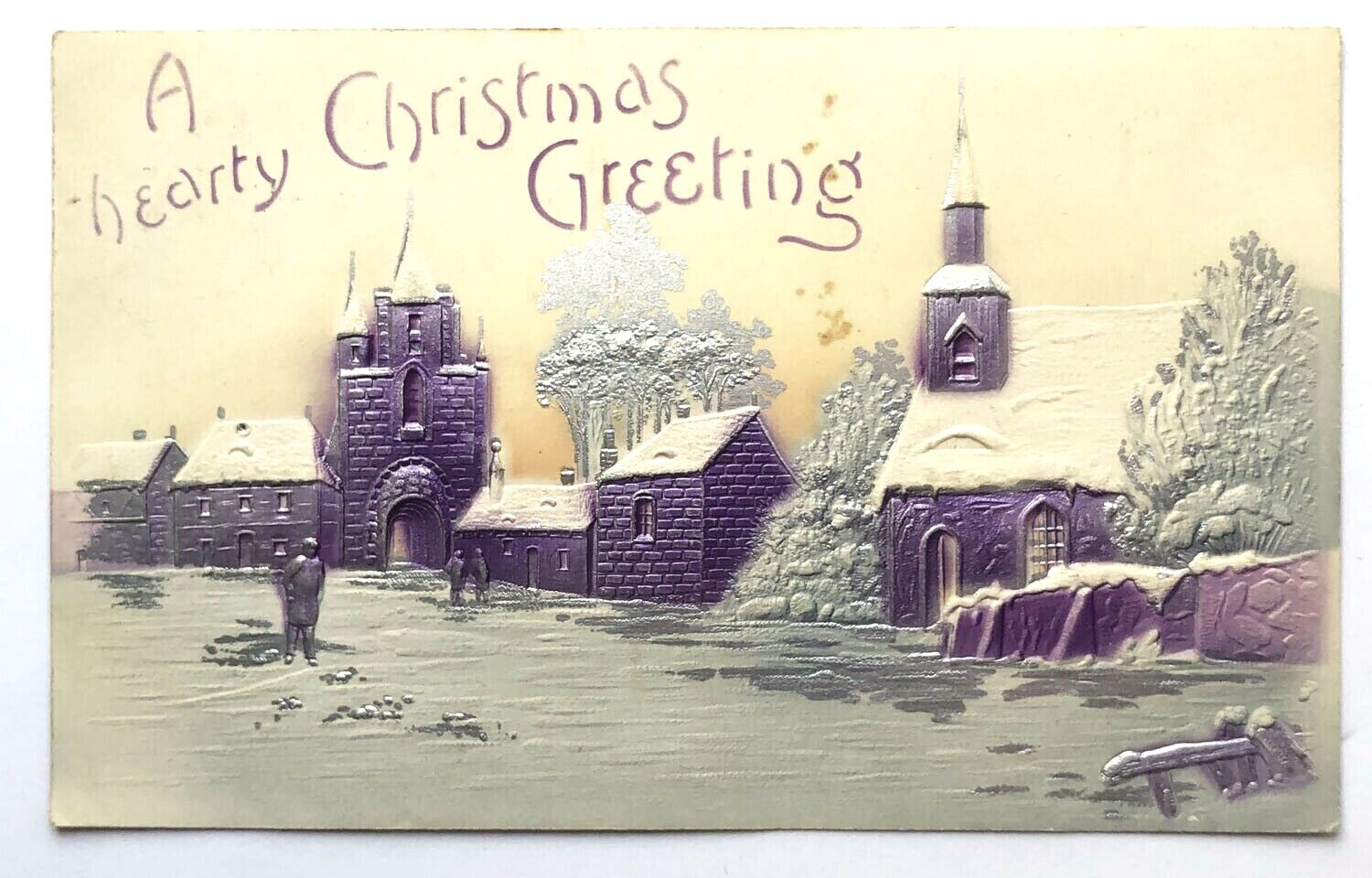 Antique A HEARTY CHRISTMAS GREETING Postcard c.1909;I682