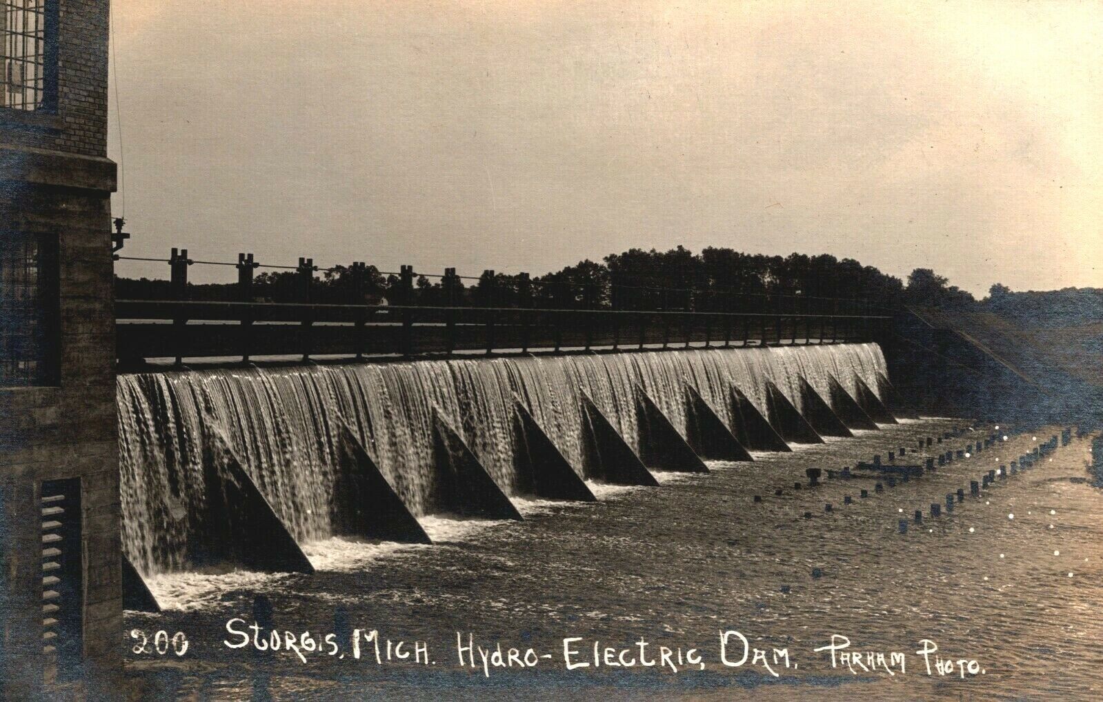 Postcard RPPC Michigan MI Sturgis Hydro Electric Dam Parham Real Photo