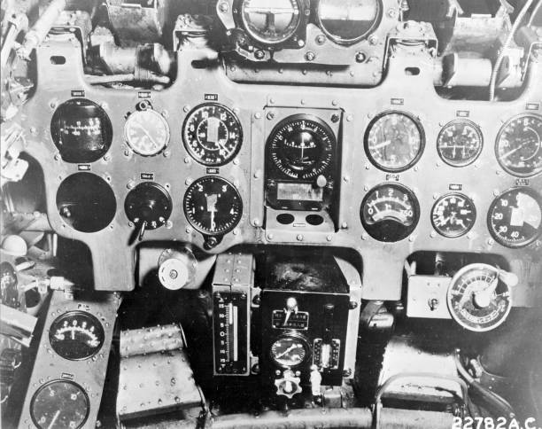 Cockpit view instrument panel Japanese Zero fighter plane February- Old Photo