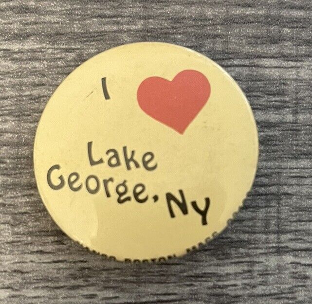 Vtg I Love Lake George NY Pinback Button Bpn002