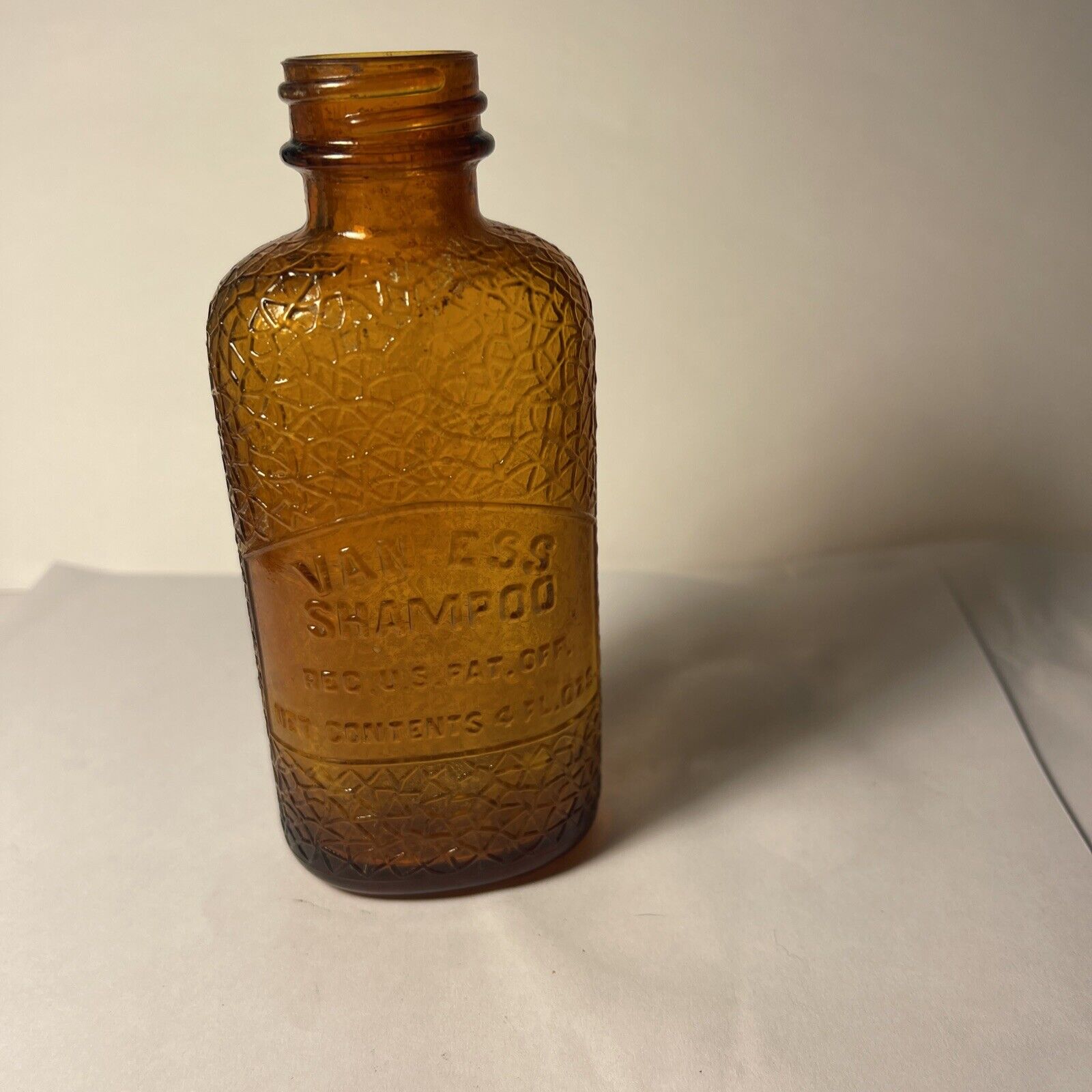 Antique Etched Glass Shampoo Bottle