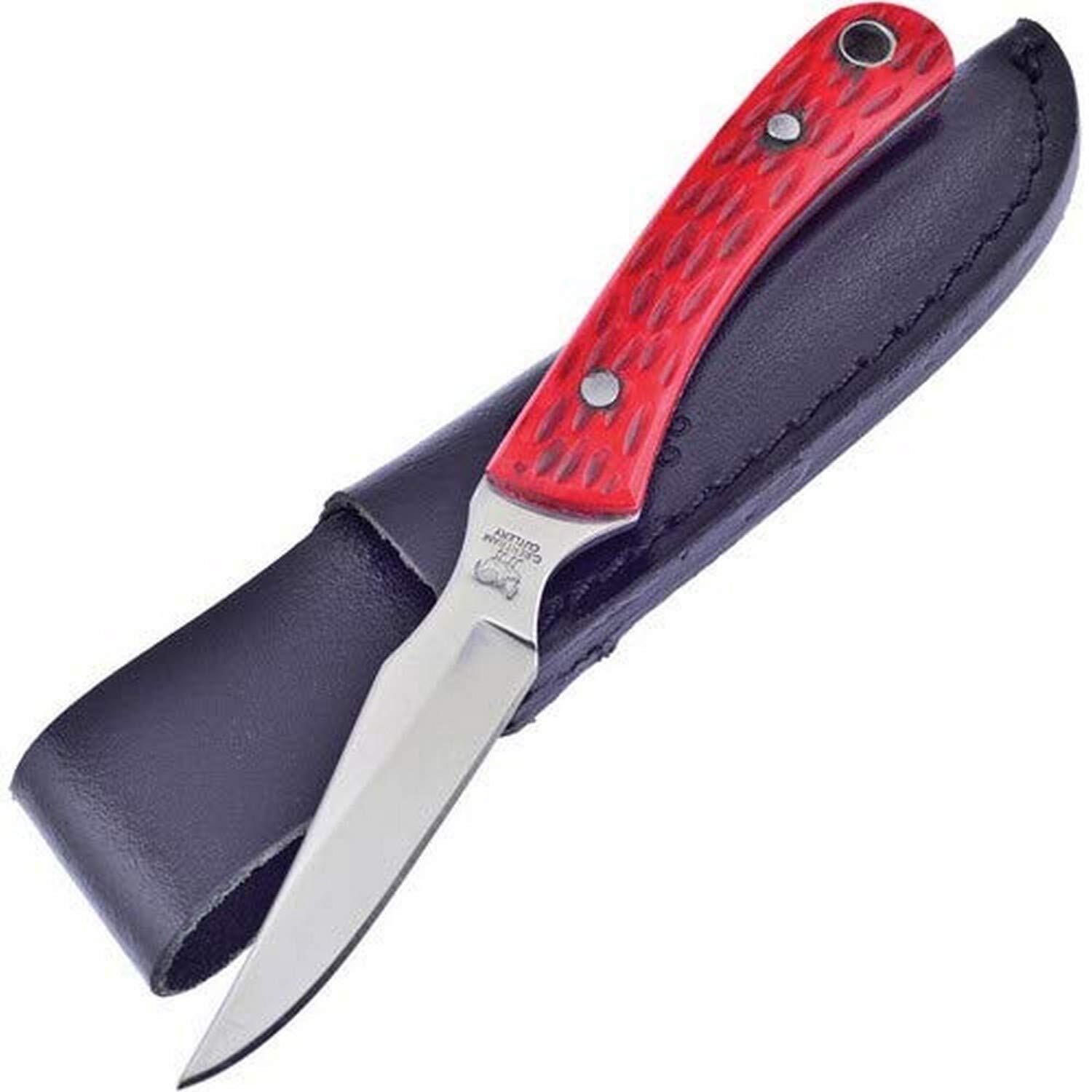 New Hen & Rooster Caper Red Pick Bone Fixed Blade Knife HR-5025RPB