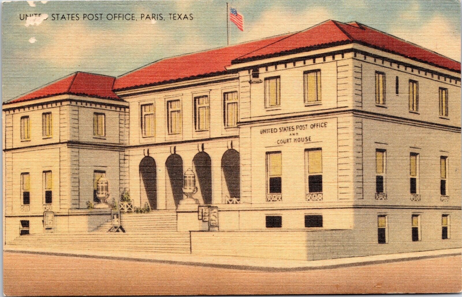 c1930 Paris, TX, United States Post Office and Court House, linen