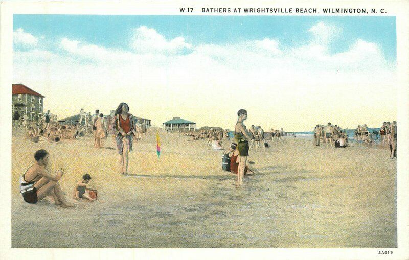 North Carolina Wilmington Bathers Wrightsville Asheville 1920s Postcard 22-4690