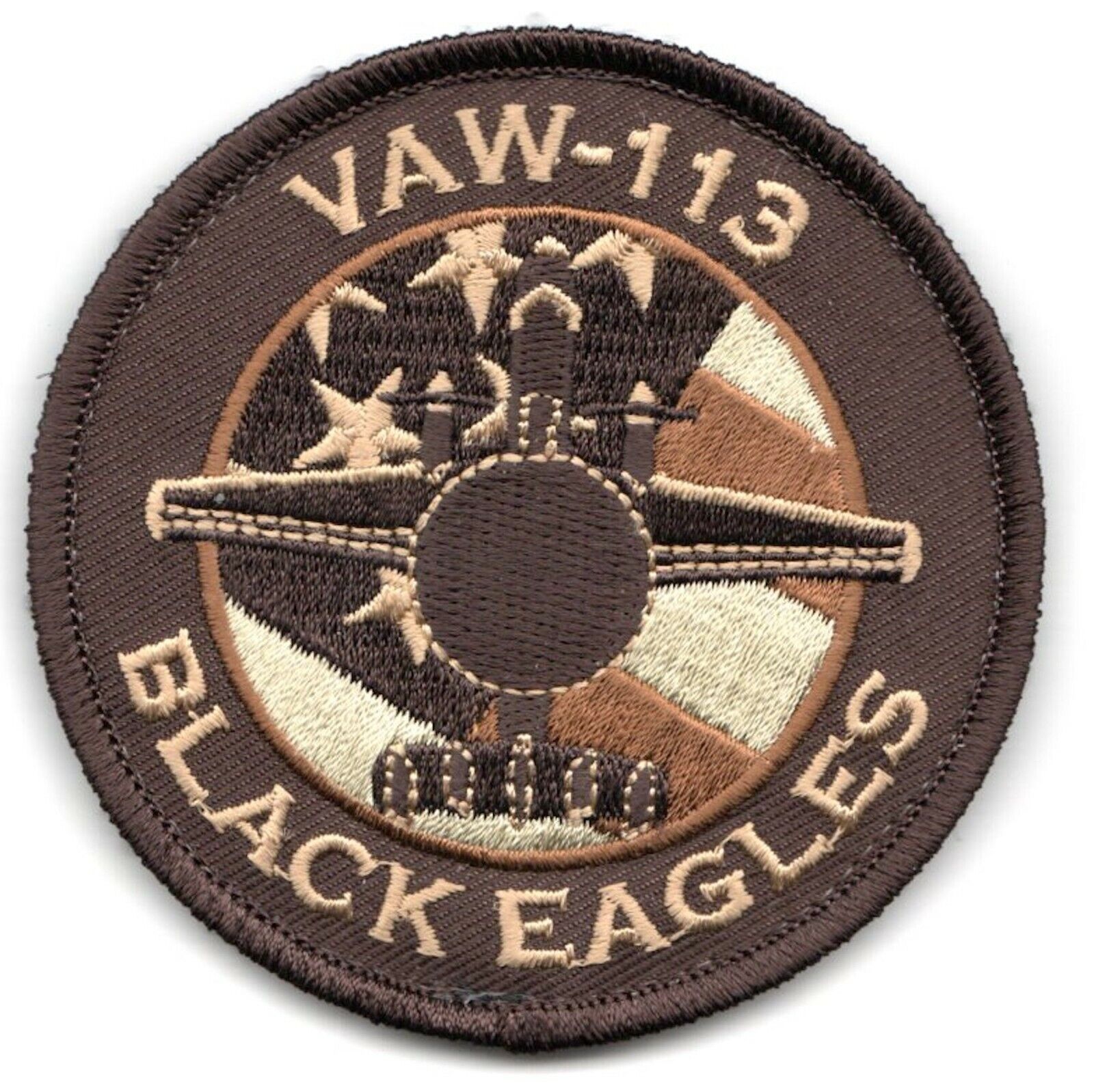 Navy VAW-113 E-2D Bullet Desert USA Round Military Hook Loop Embroidered Patch