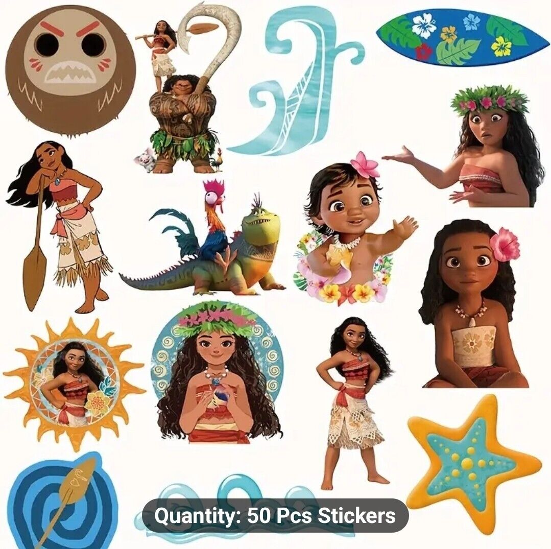 50 Pieces Disney Moana Stickers *Scrapbooking? Many Uses