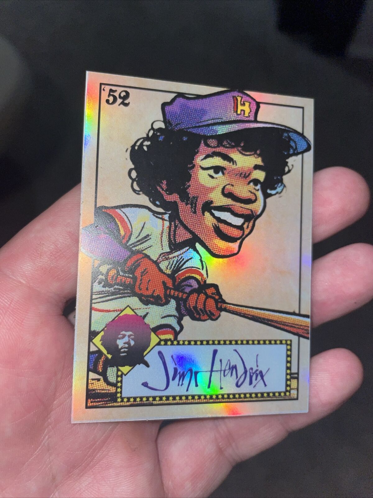 52’ Jimi Hendrix Original Art Trading Card Baseball Card Custom REFRACTOR