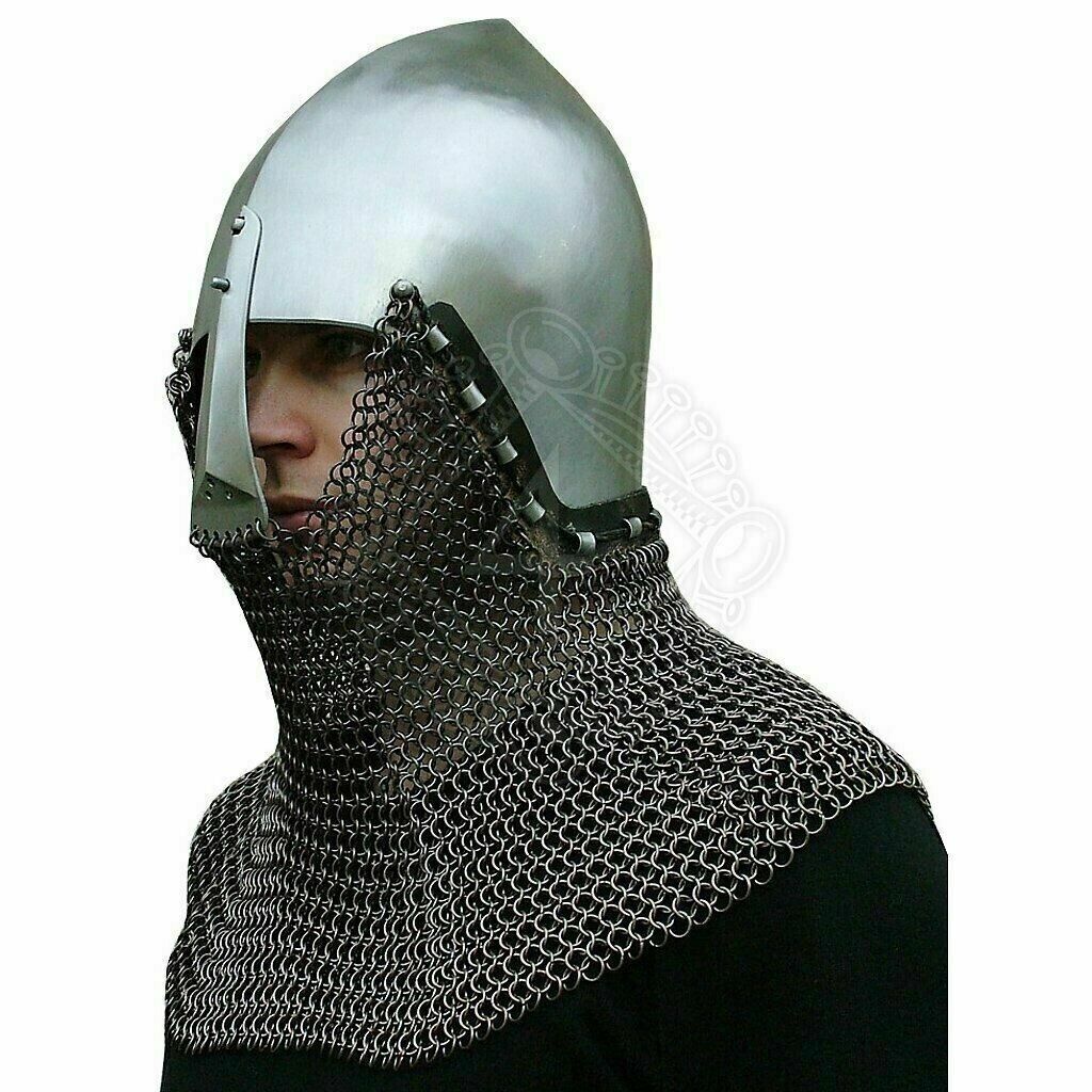 Custom SCA HNB 14 Gauge Steel Medieval Tournament Bassinet Helmet W Avaintail