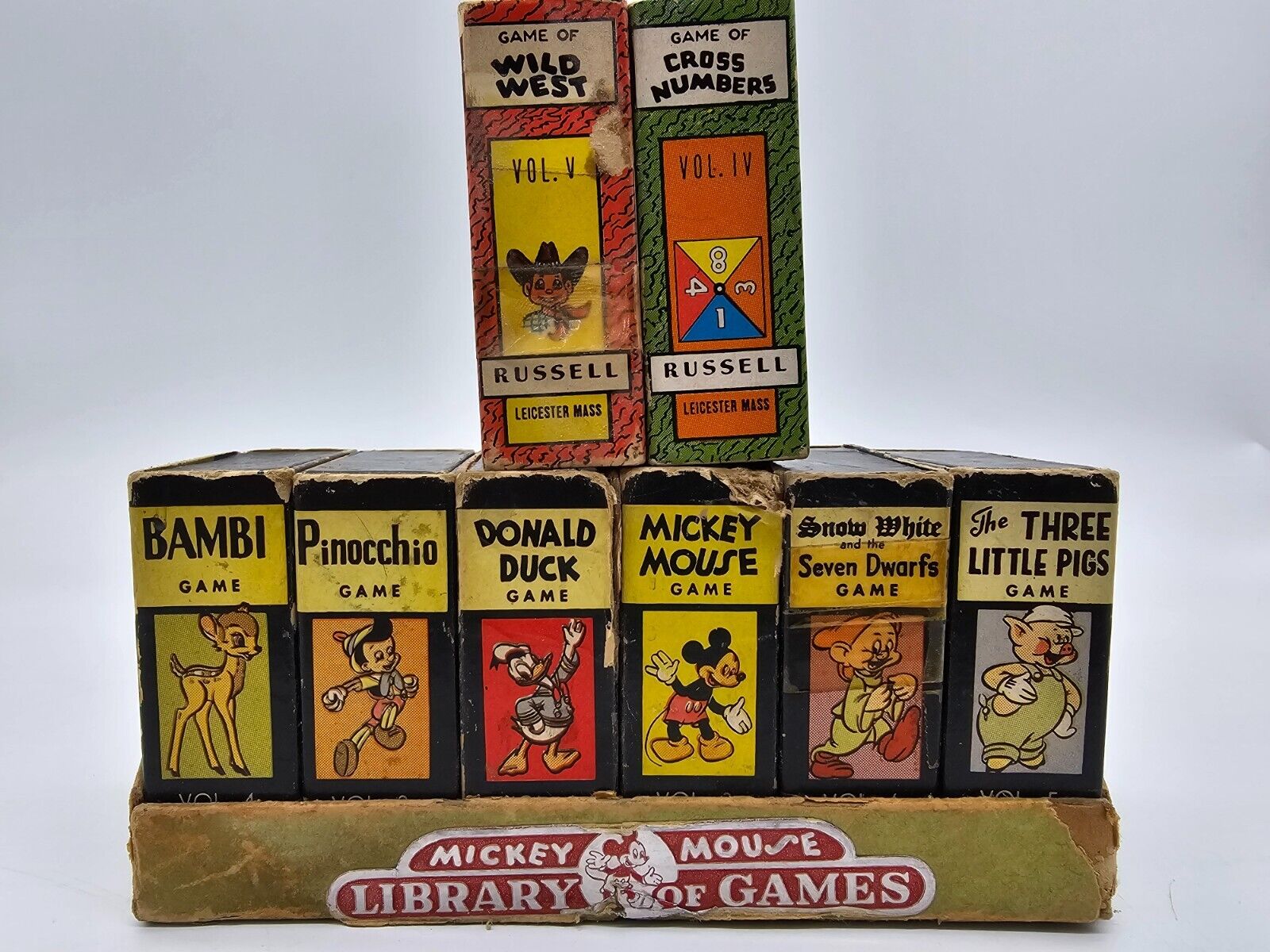 1940s Walt Disney Mickey Mouse Library of Games Card Games Decks in box Russell