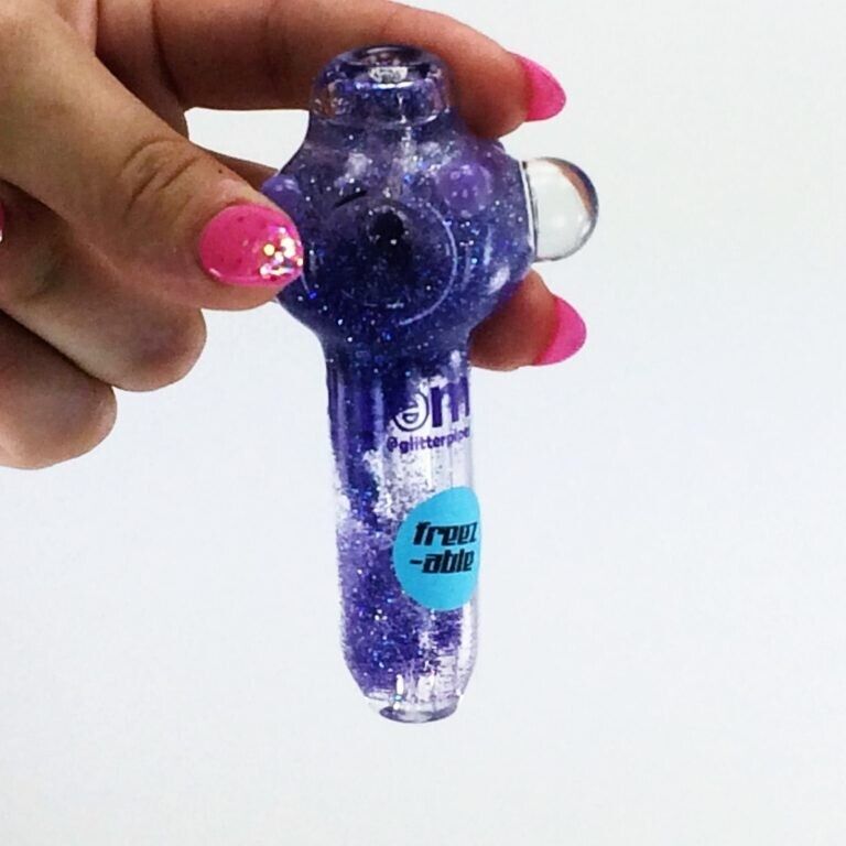 Purple Freezable Glitter Pipe AMERICAN MADE Thick Glass Bowl Glass Small Size