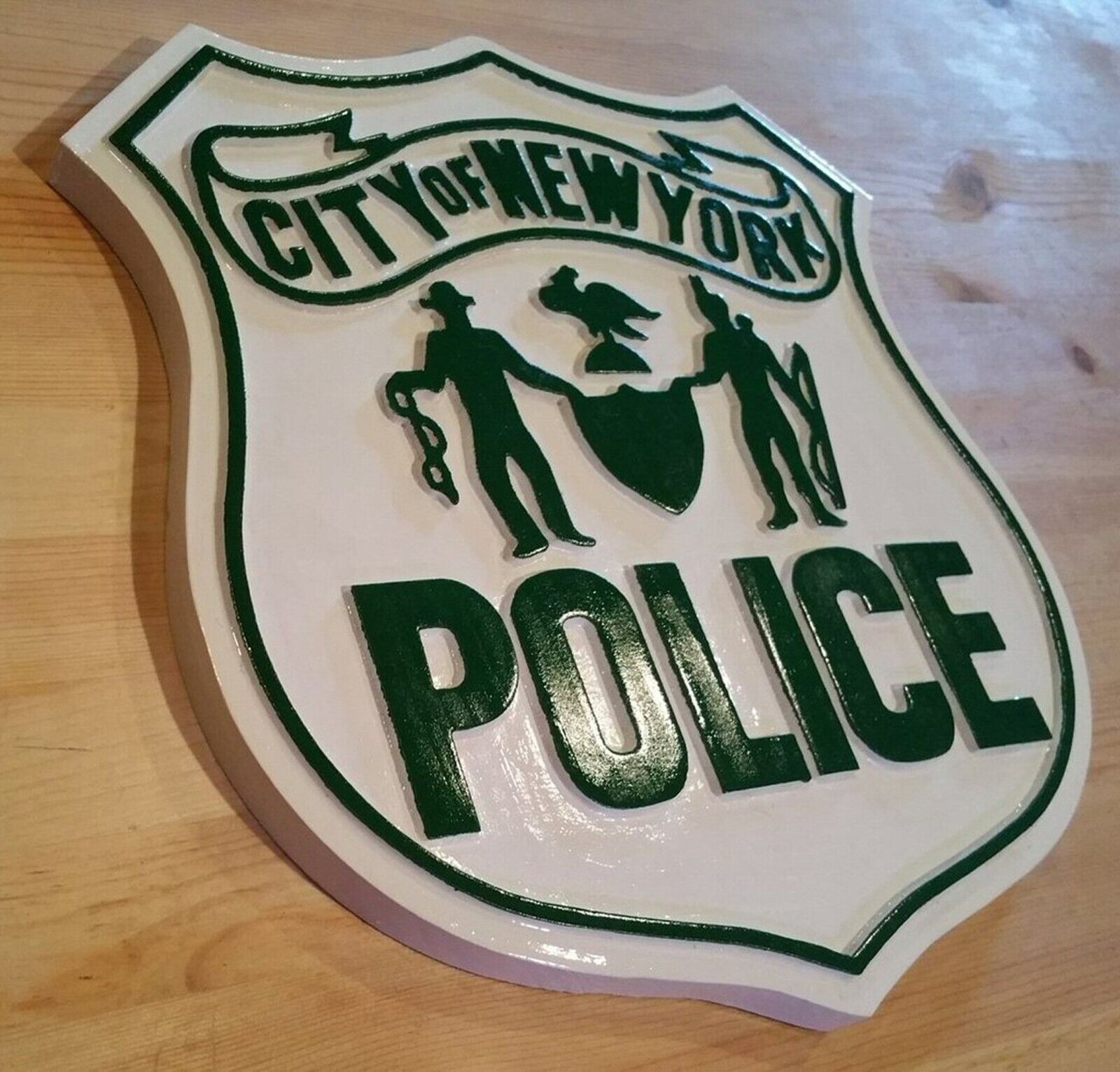 Police New York classic 3D routed carved wood patch plaque Sign Custom