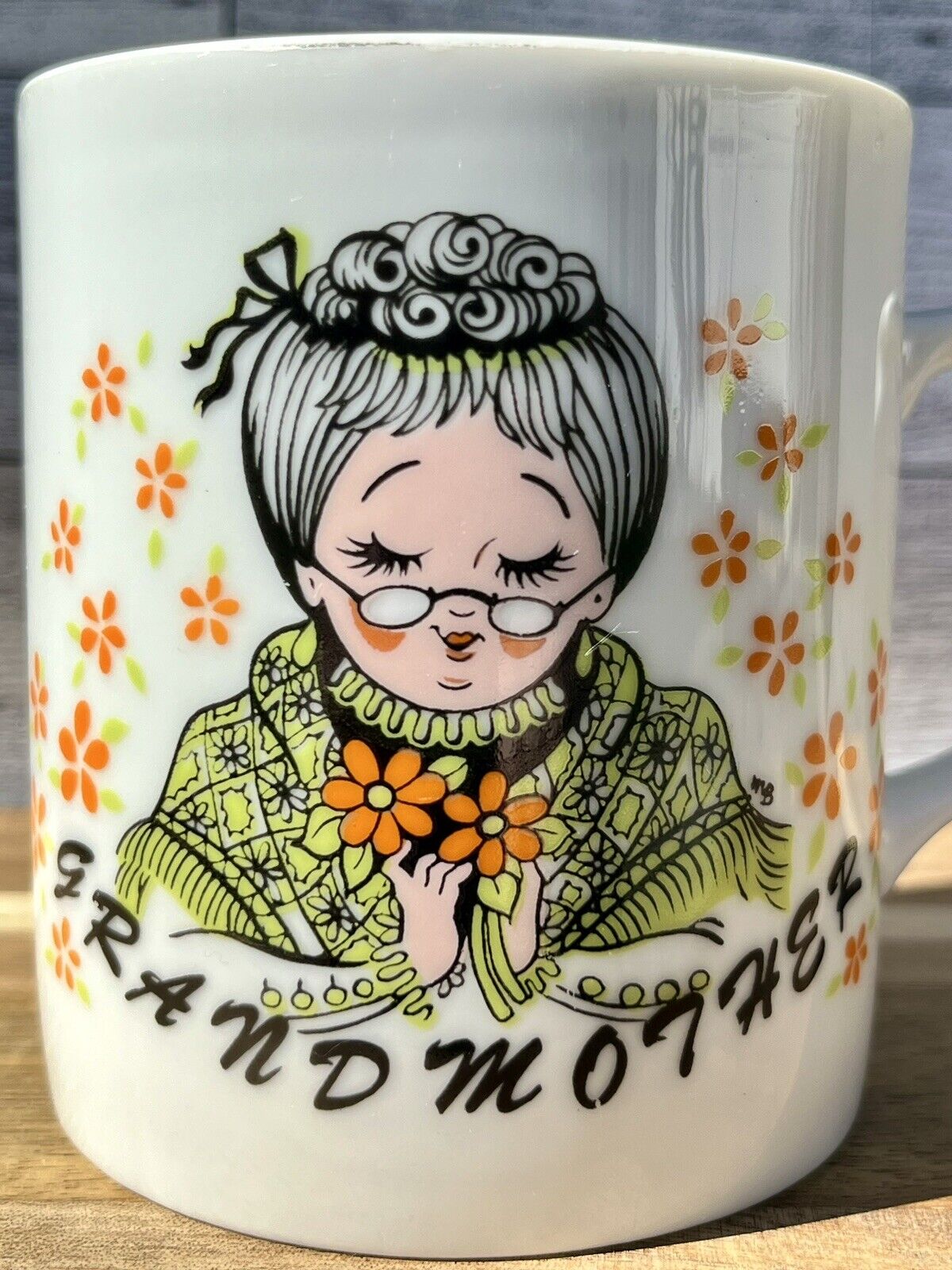 Vintage Grandmother Mug. Retro Flower Grandma Mug.