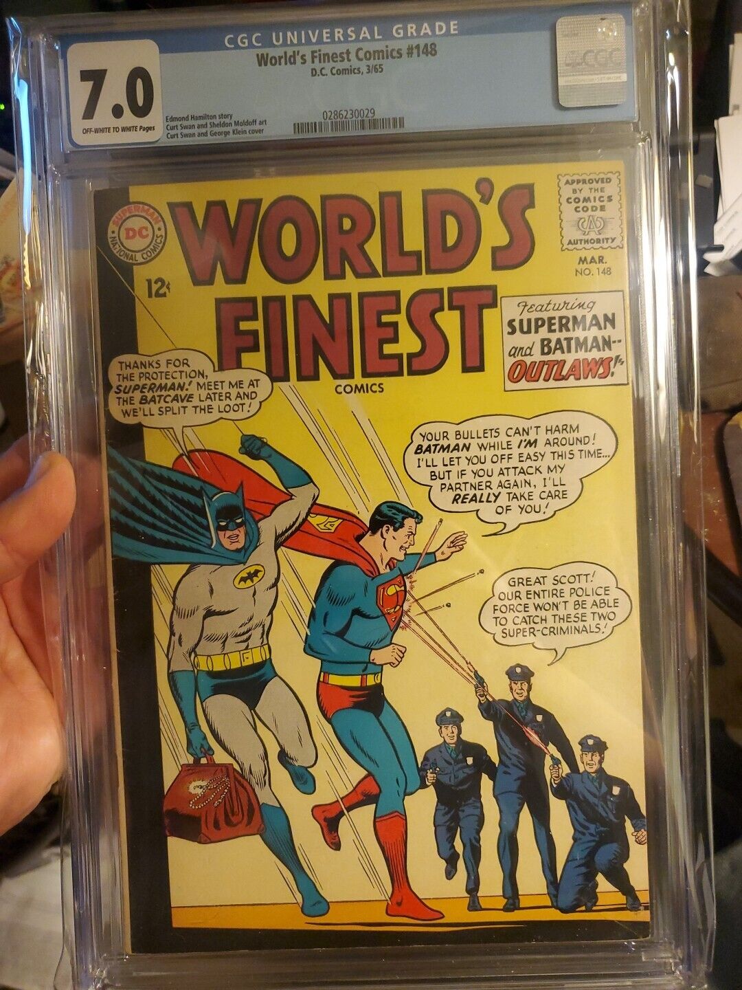 World\'s Finest #148 (3/65) CGC 7.0 **OW/W Pages **