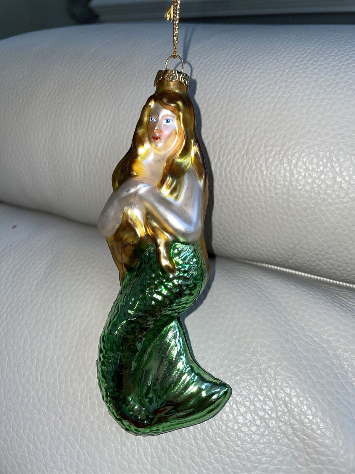Glass and Pearl Elegant Mermaid Christmas Coastal Nautical Tree Ornament~