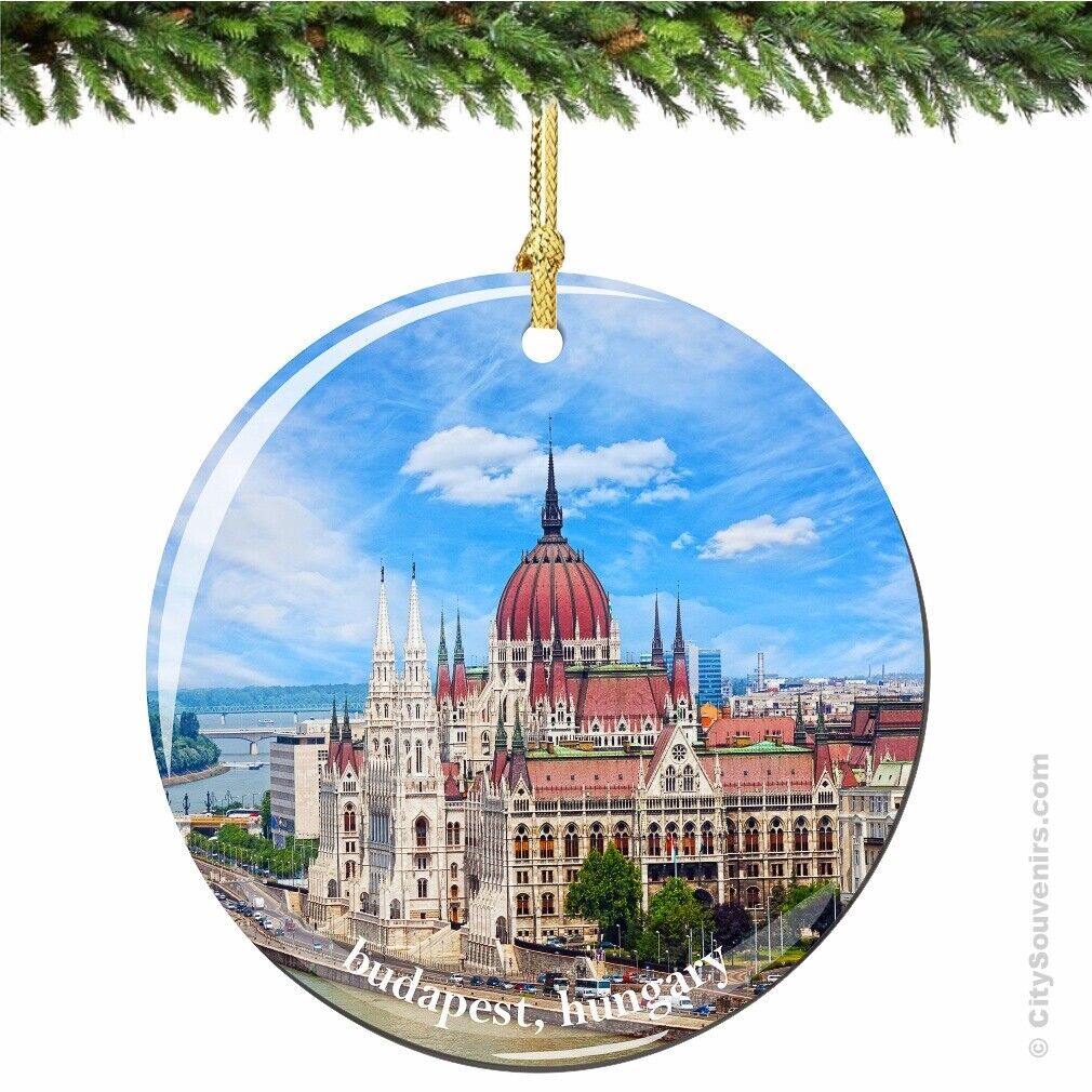 Budapest Landmark Porcelain Ornament - Hungary Christmas Souvenir Travel Gift