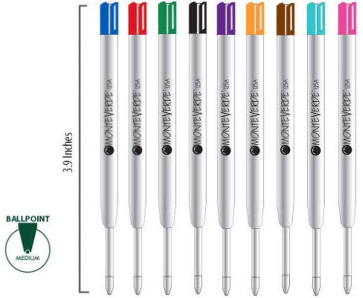 Best Buy 9 PACK Multi Color Parker Style Monteverde Ballpoint Pen Refills