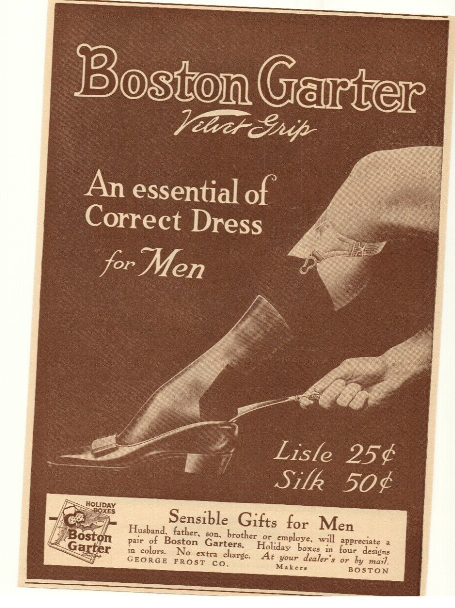 1916 Boston Garter Velvet Grip Advertisement George Frost Co. Boston, Massachuse