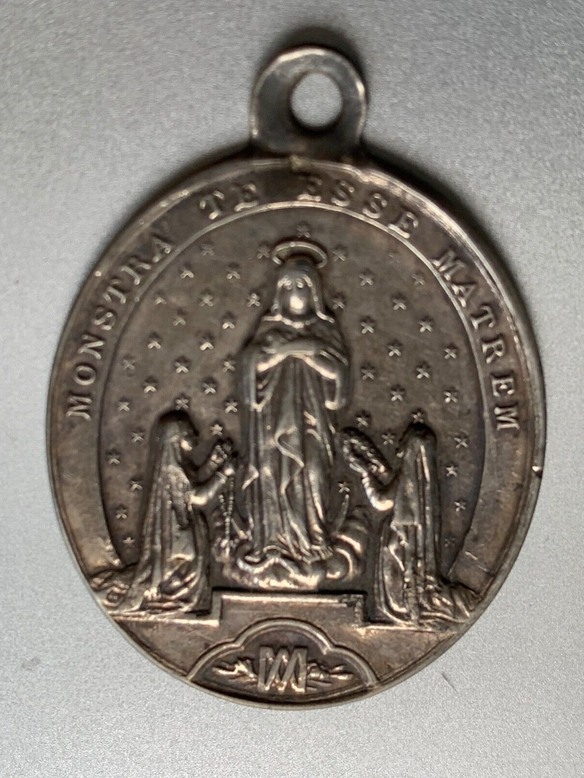 ANTIQUE French Silver Religious Medal - Congregation des Enfants de Marie 1 1/4\