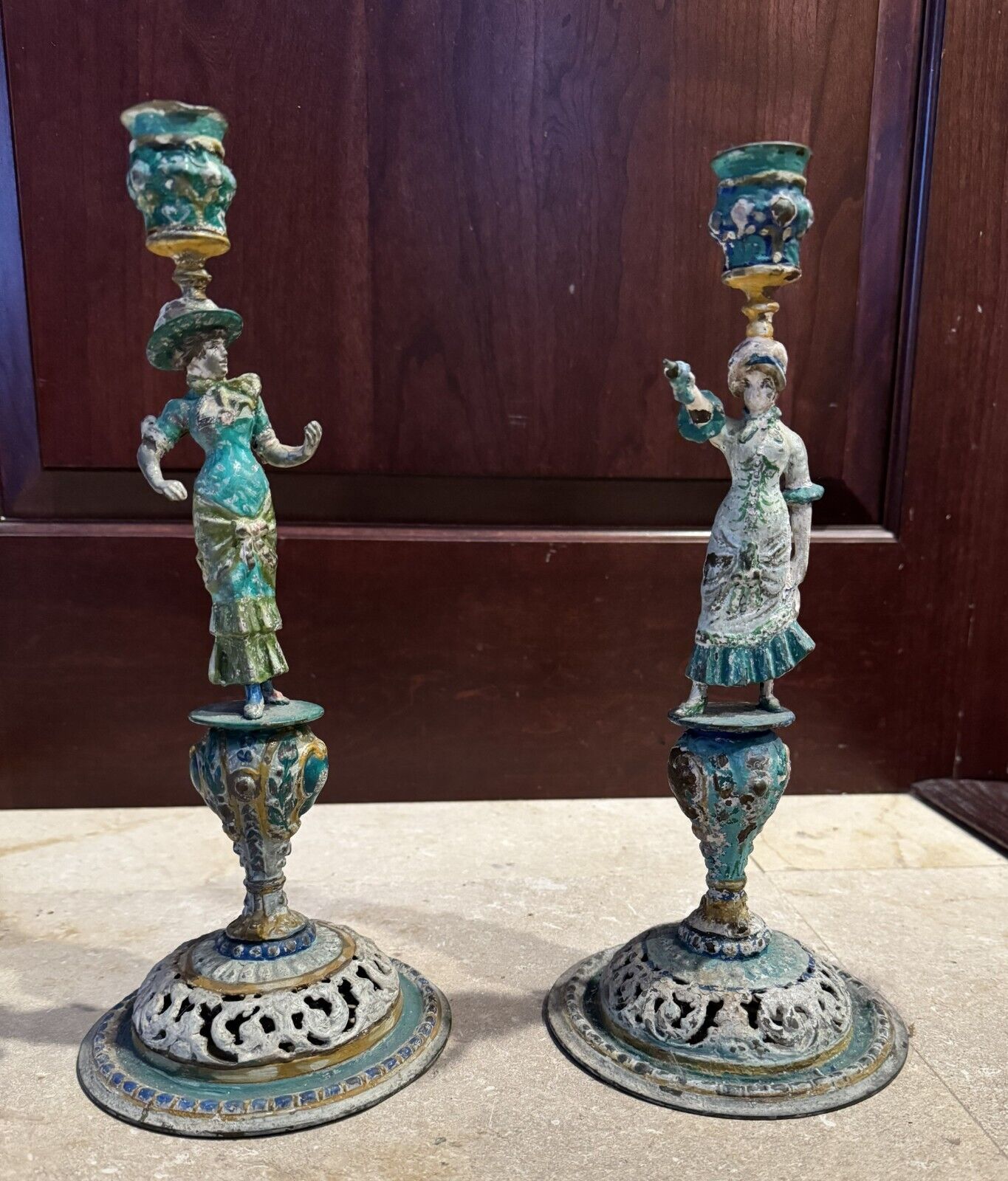 Pair of Antique Brass Candlesticks Holder